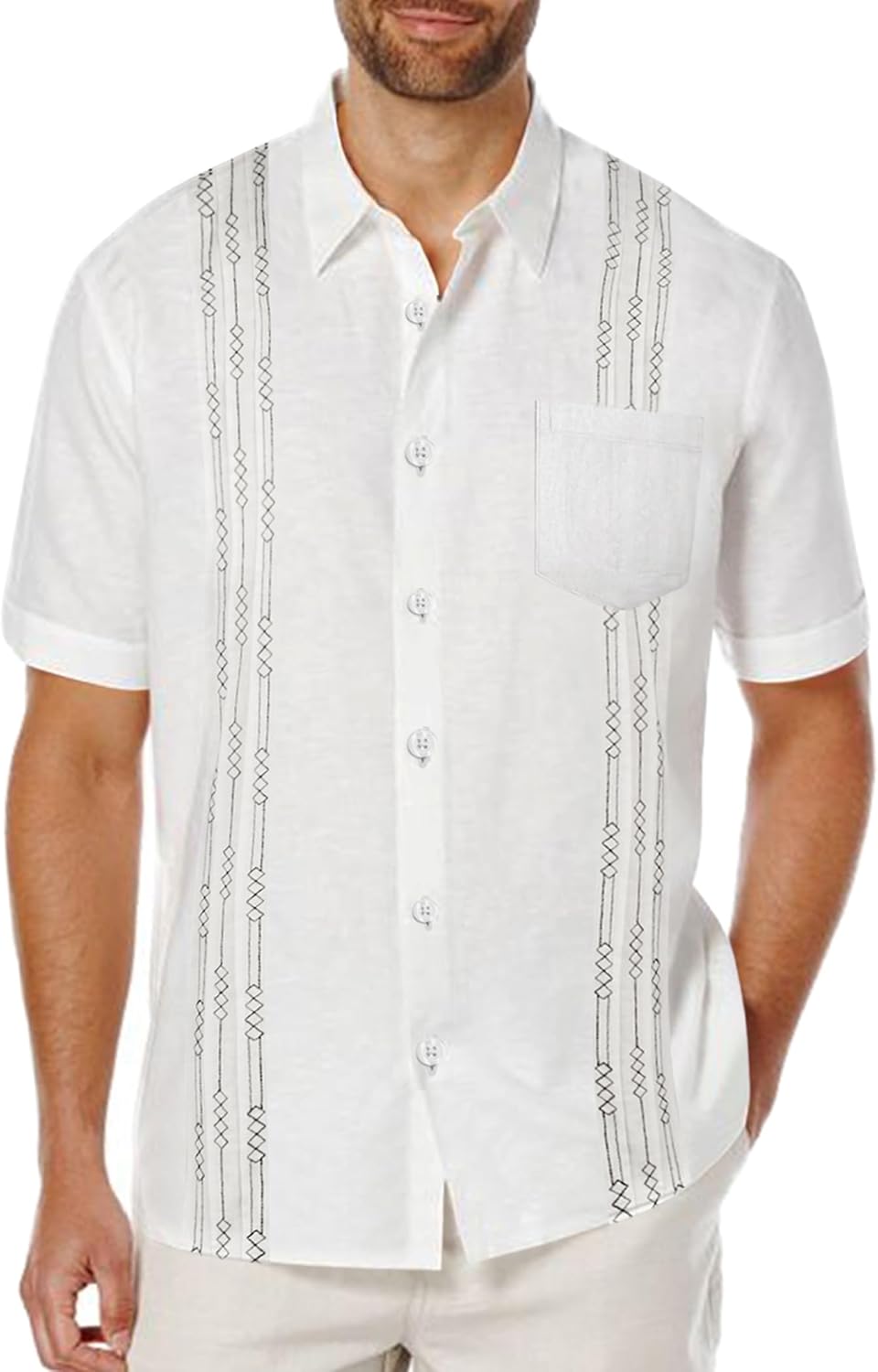 COOFANDY Mens Cotton Linen Cuban Guayabera Shirt Casual Short Sleeve Button Down...