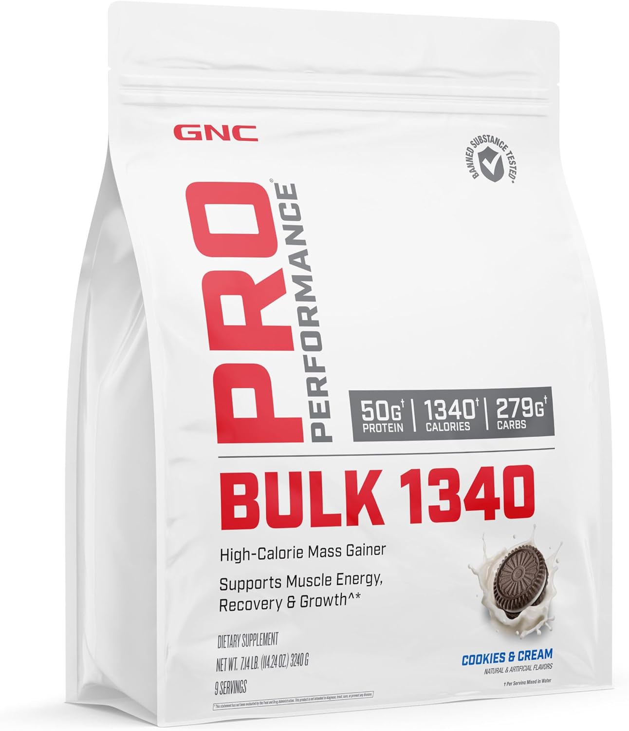 GNC Pro Performance Bulk 1340 Mass Gainer Protein Powder | 50g Protein, 1340 Cal...