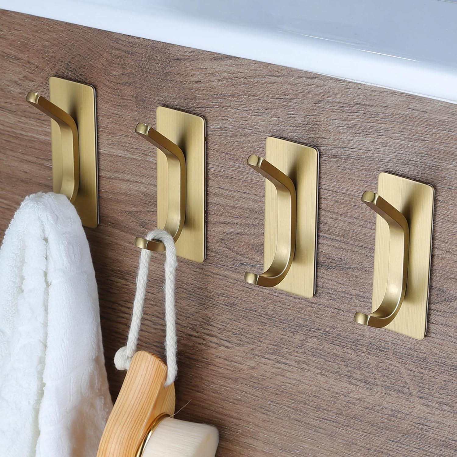 YIGII Self Adhesive Hooks, Gold Sticky Hooks for Quick Installation, Stainless S...