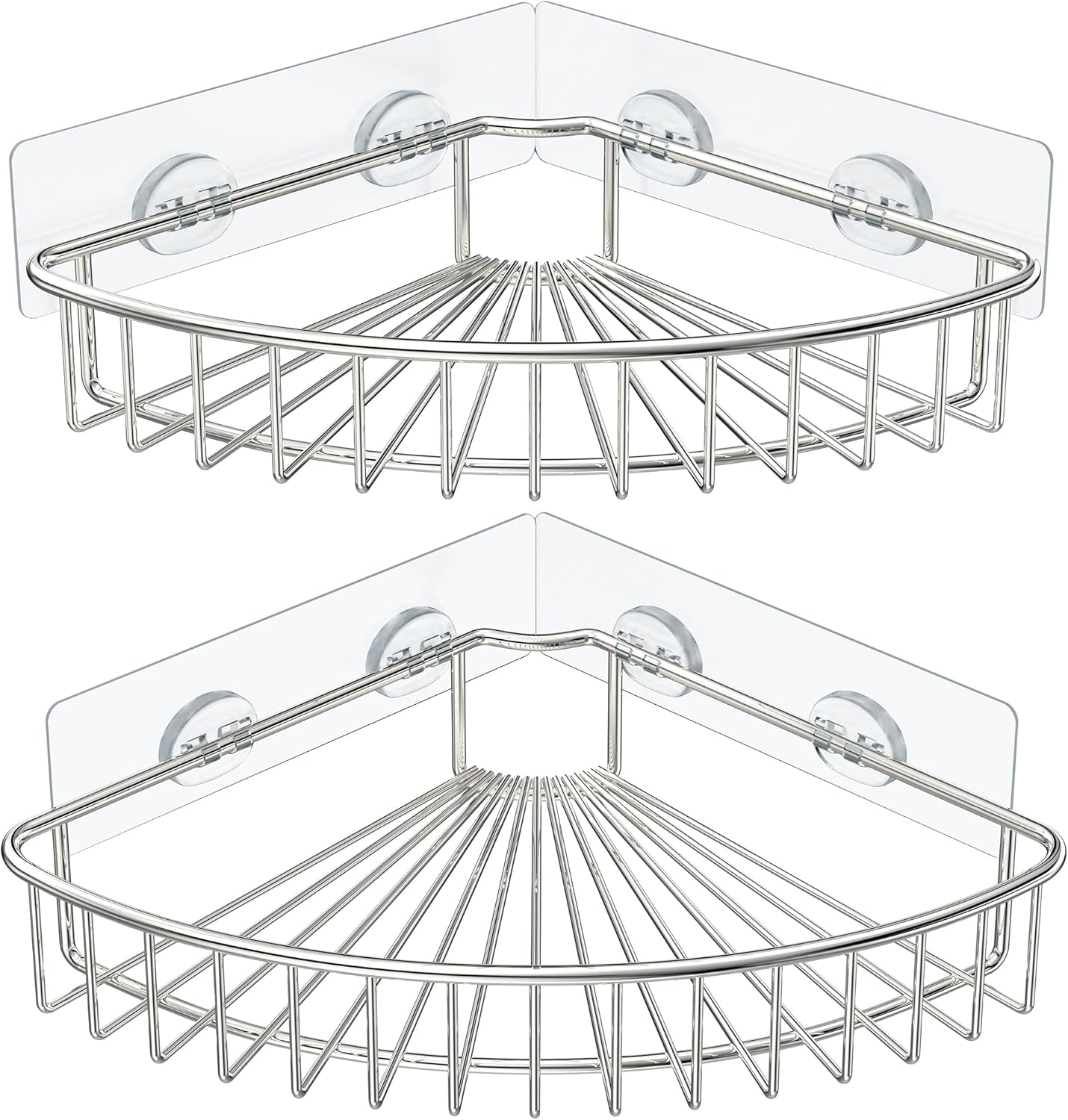 HEETA 2-Pack Corner Shower Caddy, Wall Mounted Shower Storage Basket Shelve Adhe...