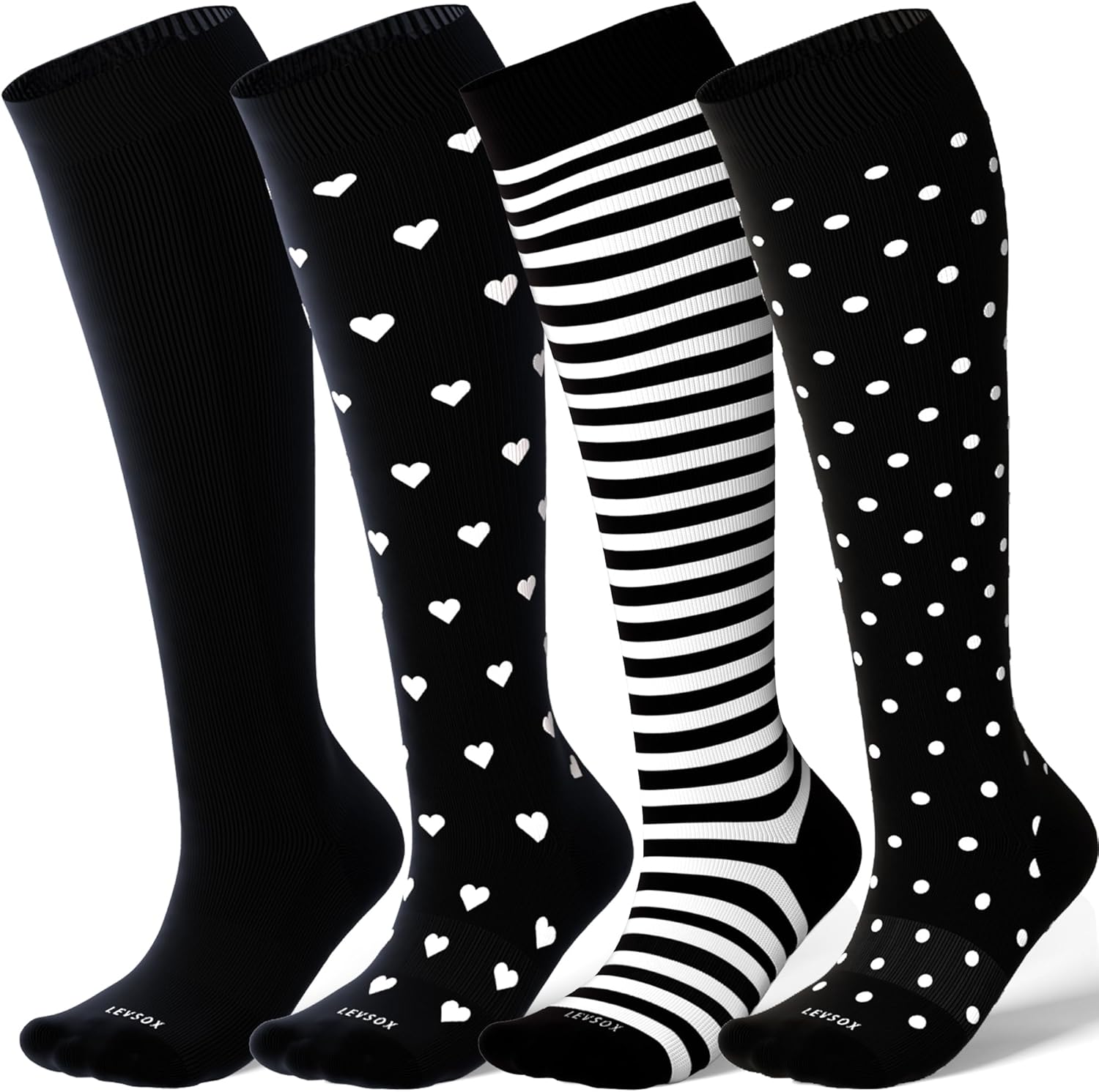 LEVSOX Viscose for Bamboo Compression Socks for Women&Men 20-30 mmHg Knee High C...