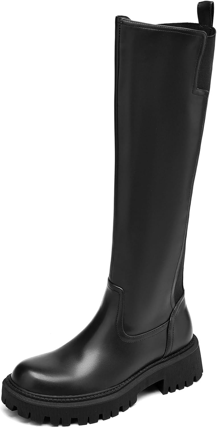 Women's Knee High Boots Fashion Platform Lug Sole Tall Riding Boots Comfortable...