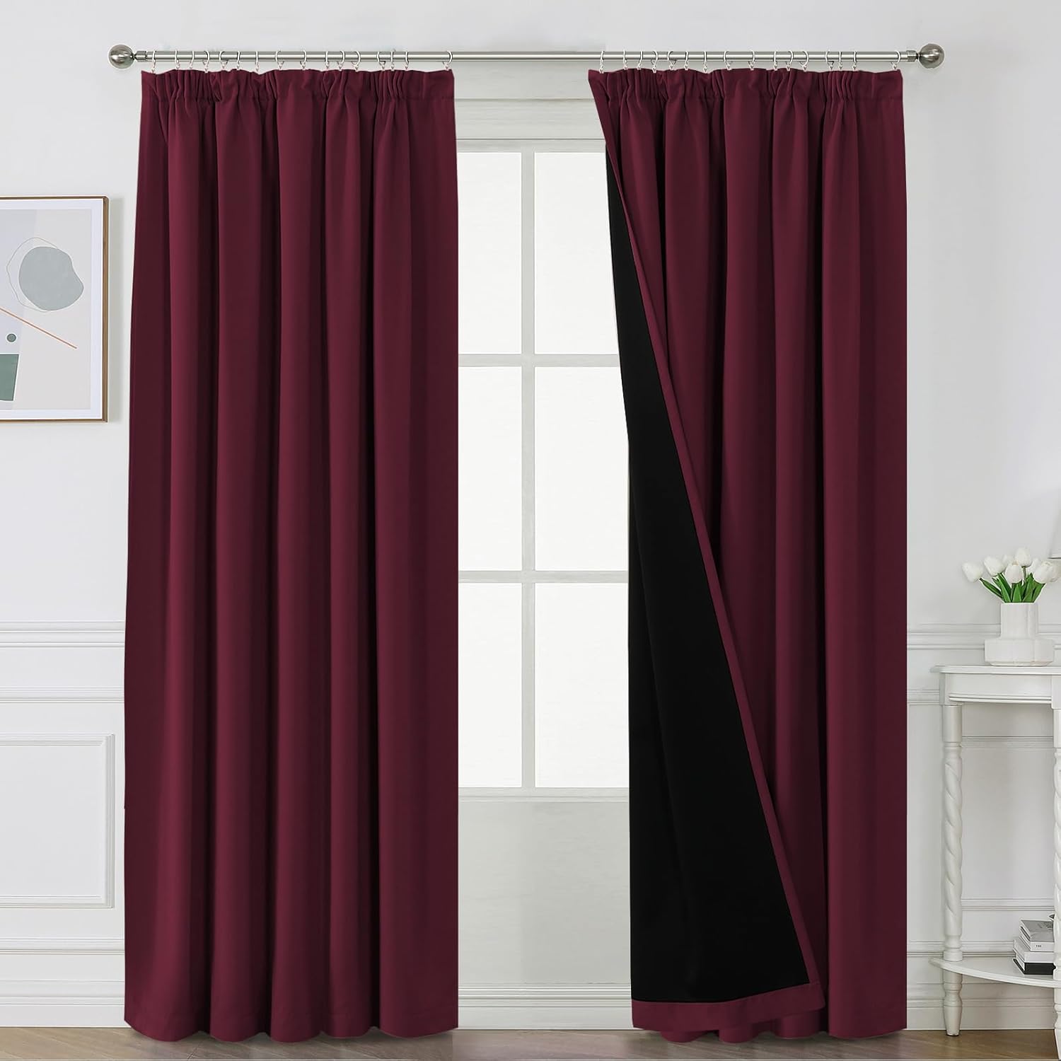 BellaHills 100% Blackout Curtains for Bedroom Thermal Insulated Curtains & Drape...