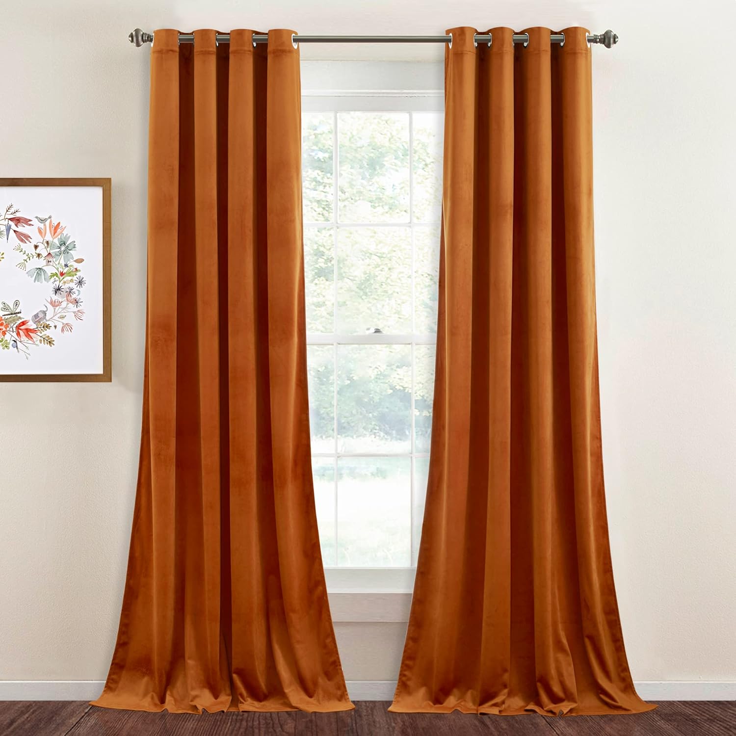StangH Orange Curtains Velvet - Extra Long Living Room Curtains 108 inches Long,...