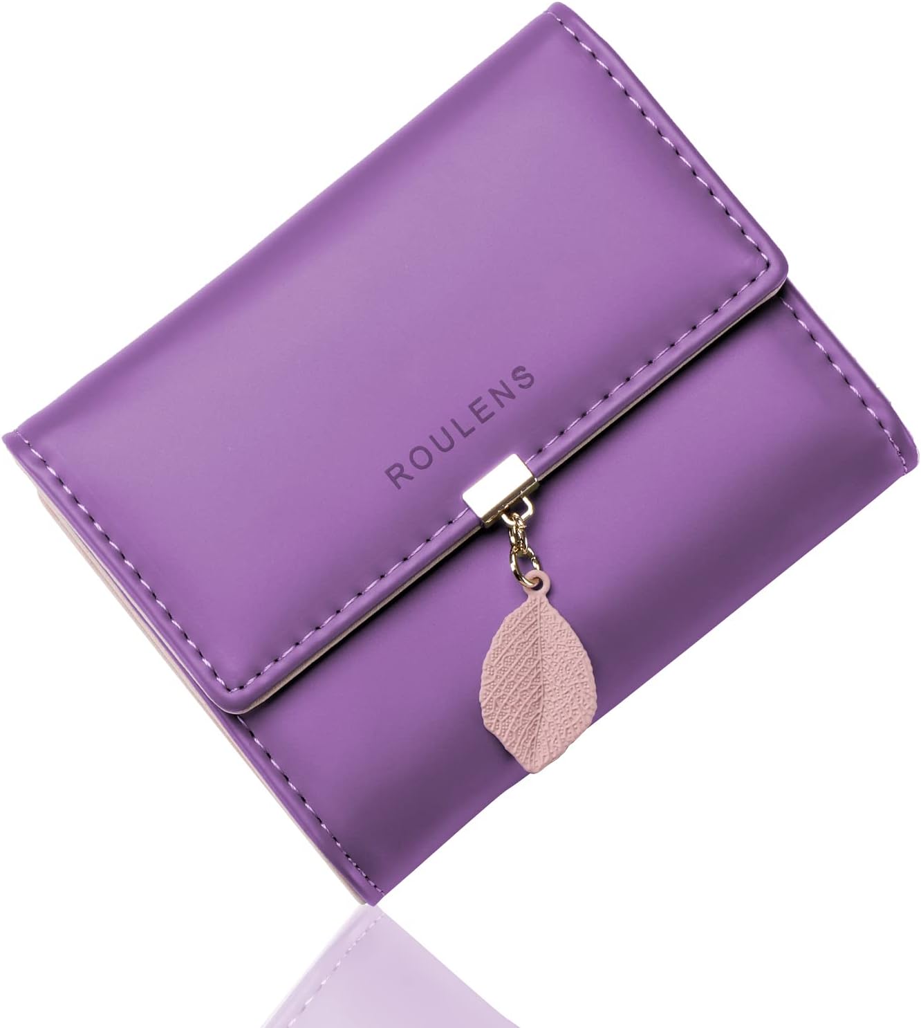 Roulens Ladies Purse, RFID Blocking PU Leather Wallet for Women Leaf Pendant Zip...