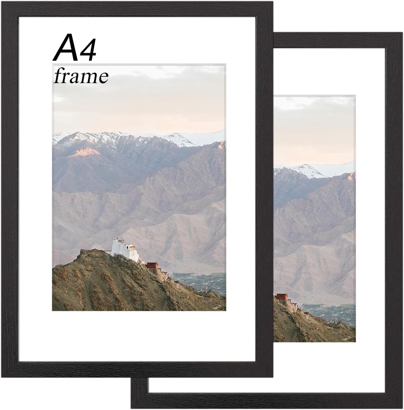 A4 Picture Frame set of 2 Wooden A4 Picture Frames A4 Photo Frames With Mount Su...