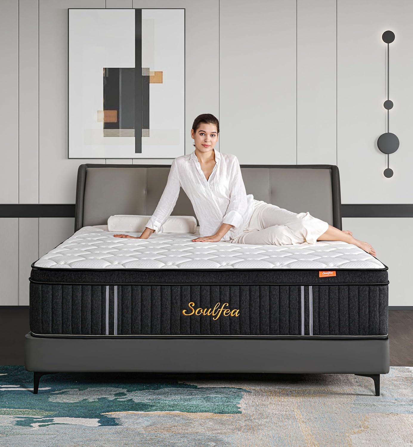 Queen Mattresses,14 Inch Queen Size Mattresses in a Box,Memory Foam Hybrid White...