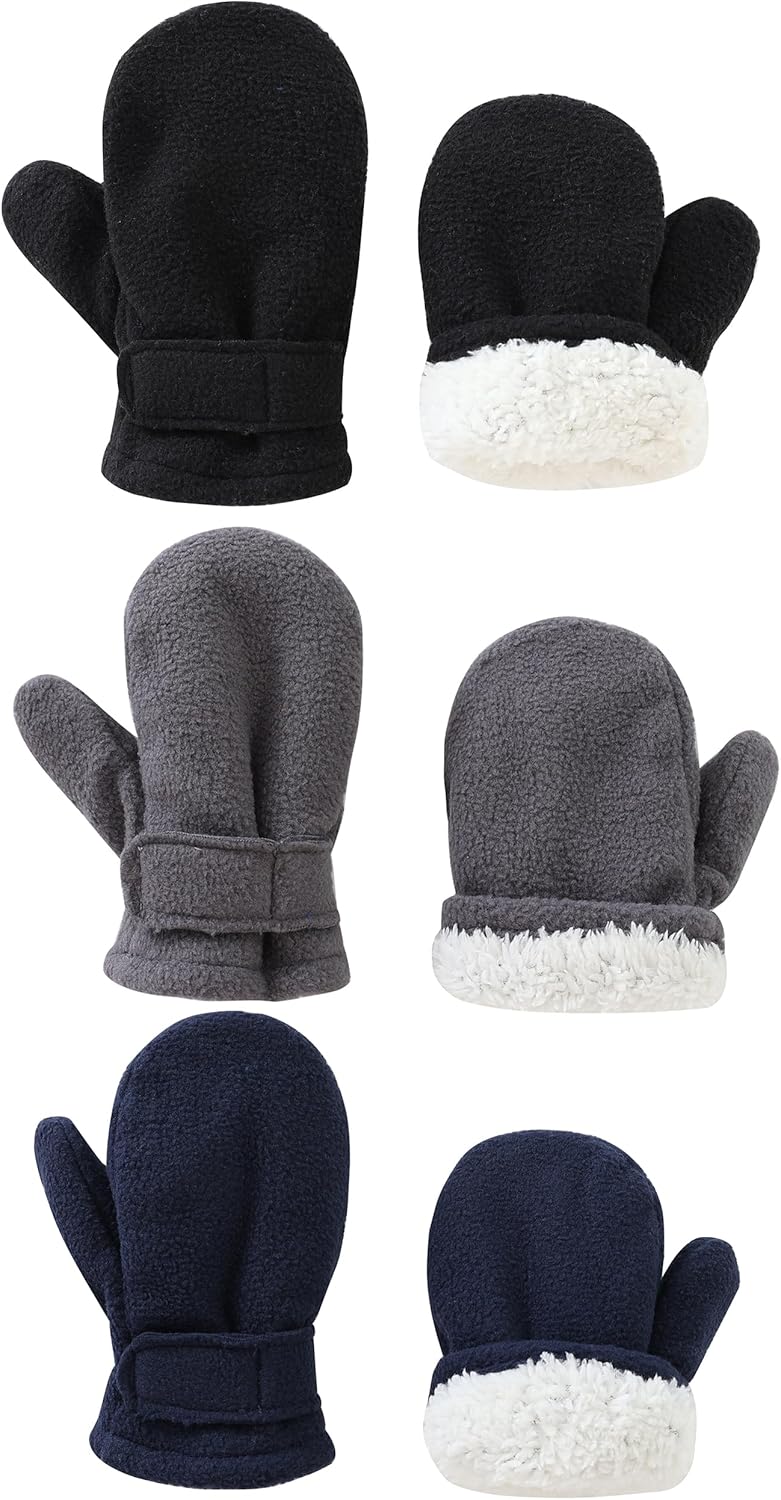 Baby Toddler Mittens Boys Girls Winter Outdoor Gloves Kids Easy-On Fleece Warm M...