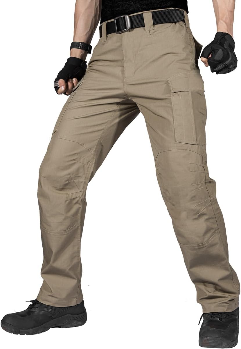 FREE SOLDIER Men's Water Resistant Pants Relaxed Fit Tactical Cargo Work Pants w...