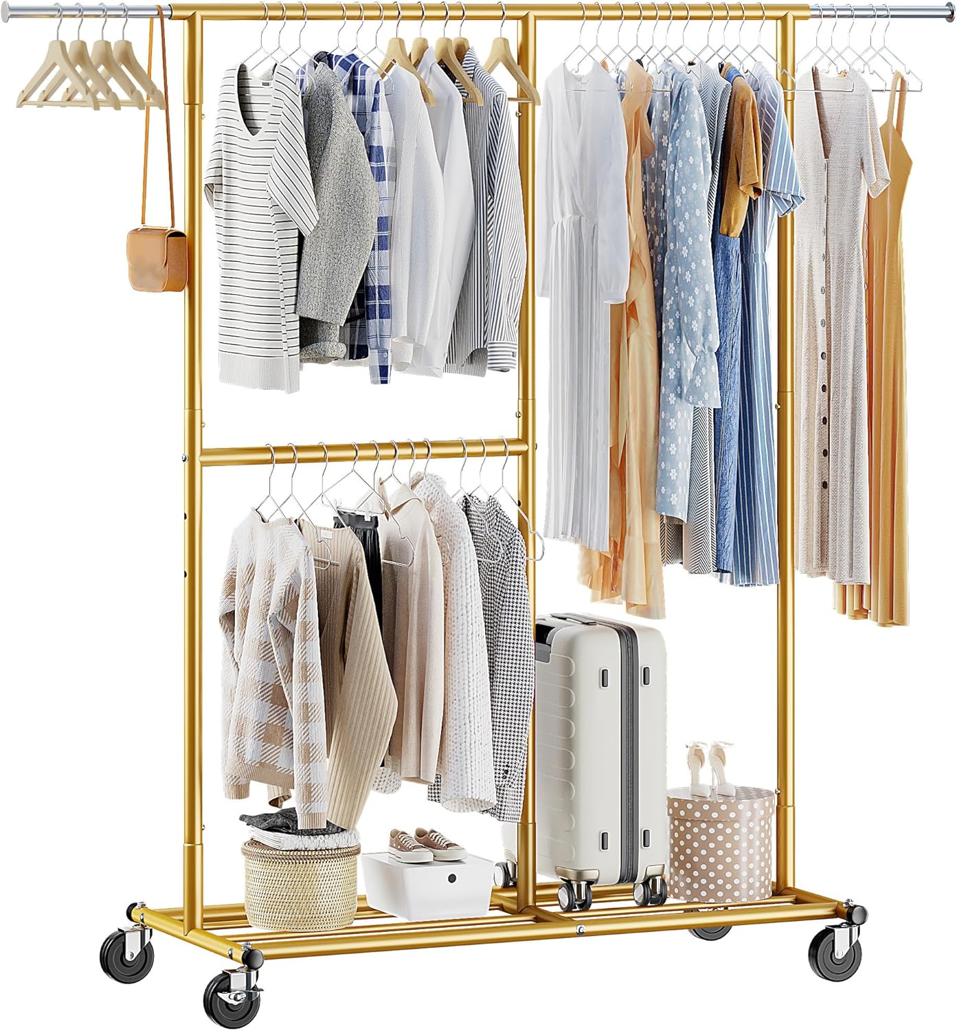 Raybee Clothes Rack Heavy Duty 405LBS Clothing Racks for Hanging Clothes 200+ Ro...
