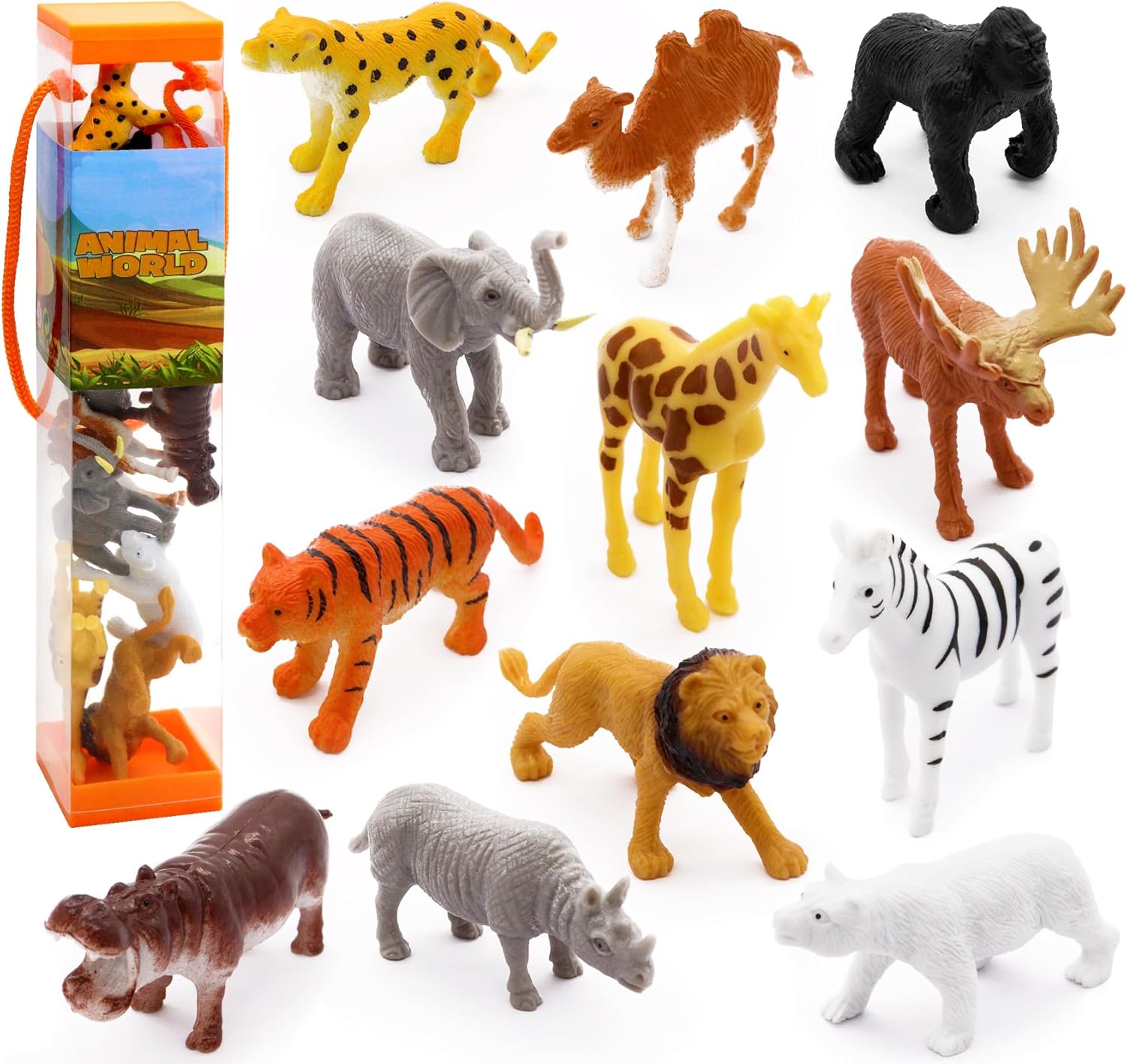 Fun Gift 12 pcs Jungle Zoo Animal Figures -Educational Learning Playset,Realisti...