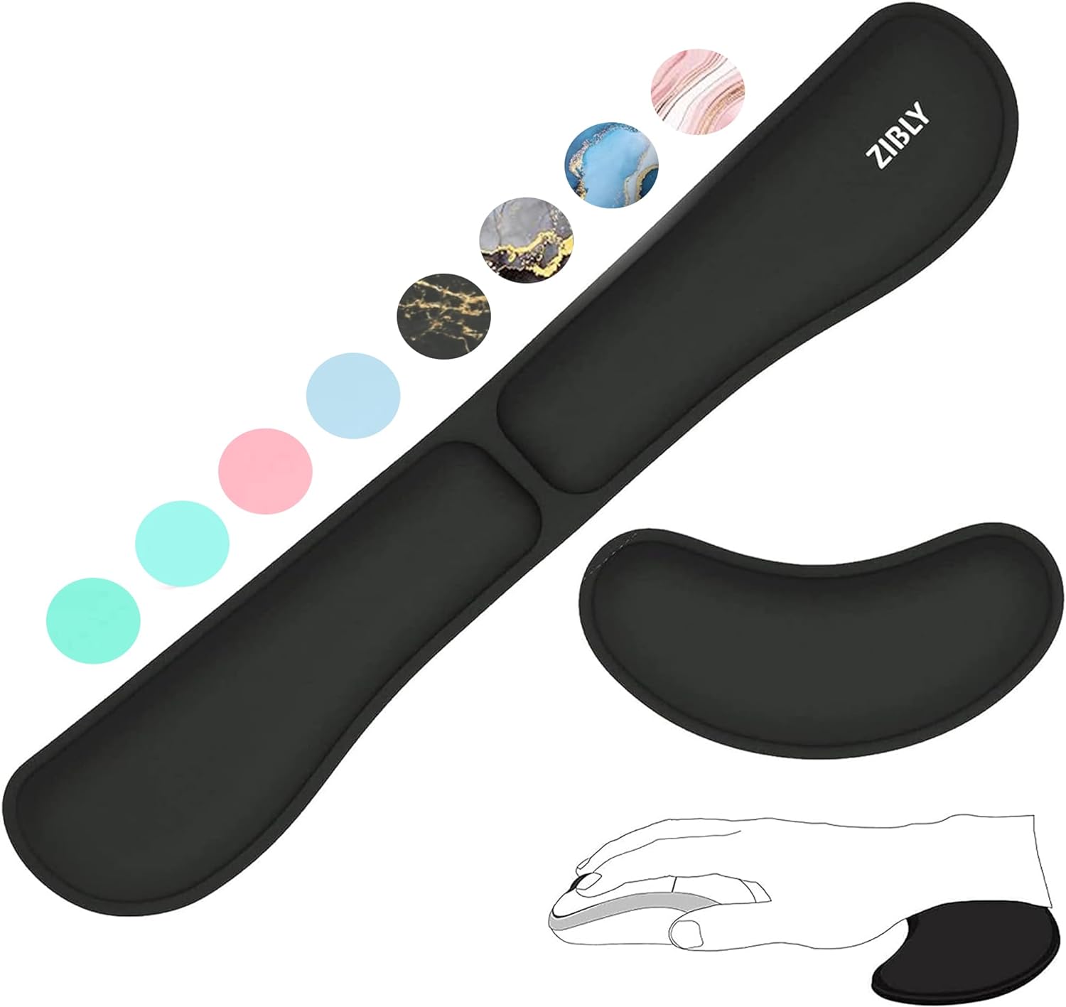 ZIBLY Wrist Rest Keyboard and Mouse Set - Non-Slip Ergonomic Wrist Cushion Suppo...