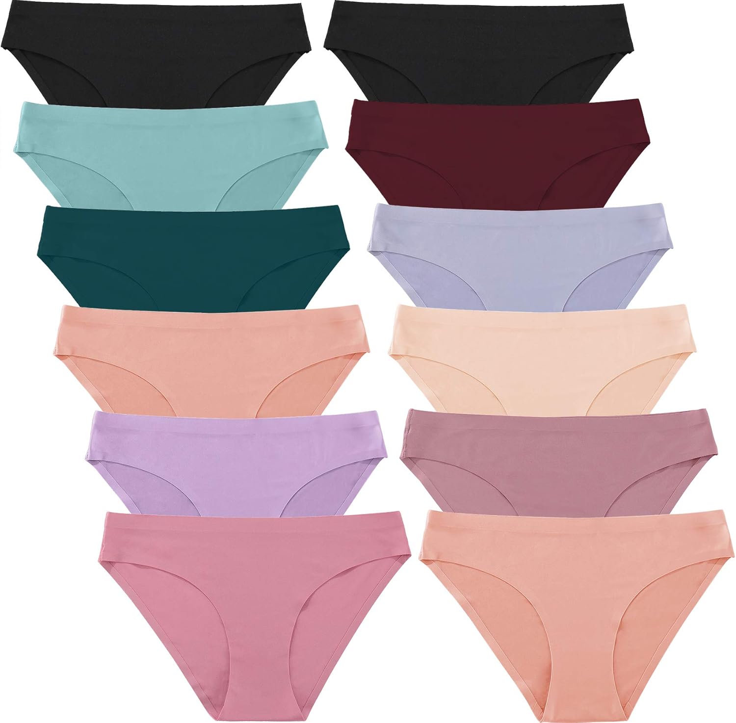 FINETOO 12Pack Womens Seamless Underwear No Show Cheeky Panties Invisibles Brief...