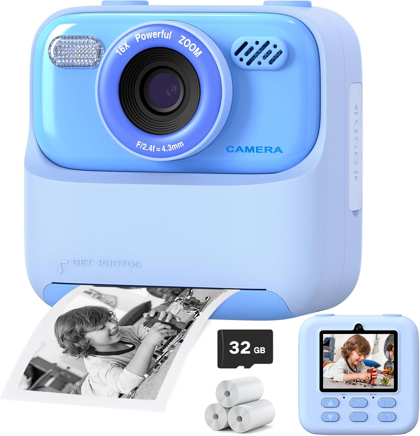 Upgrade Kids Camera Instant Print for Boys and Girls, 1080P HD Dual-Lens Selfie...