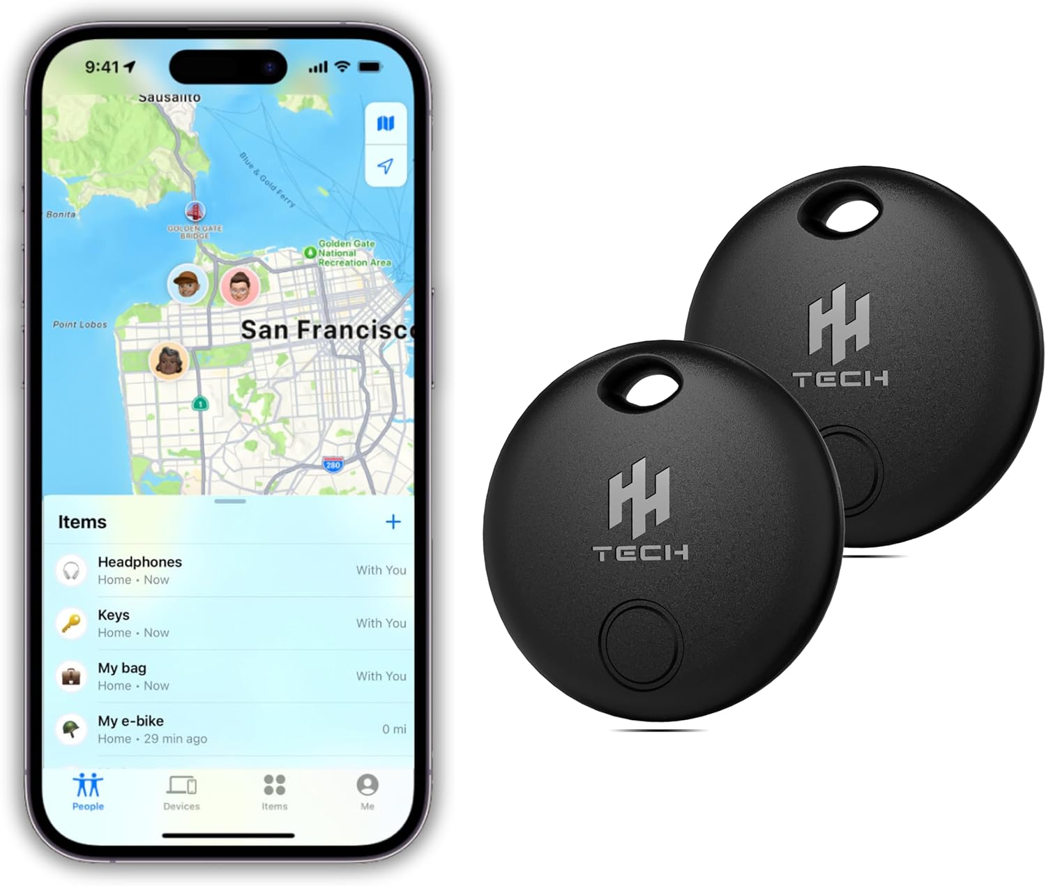 HH-Tech Smart Tag LITE (Pack 2) For Apple iOS Devices, Air Tracker, Item Finder,...