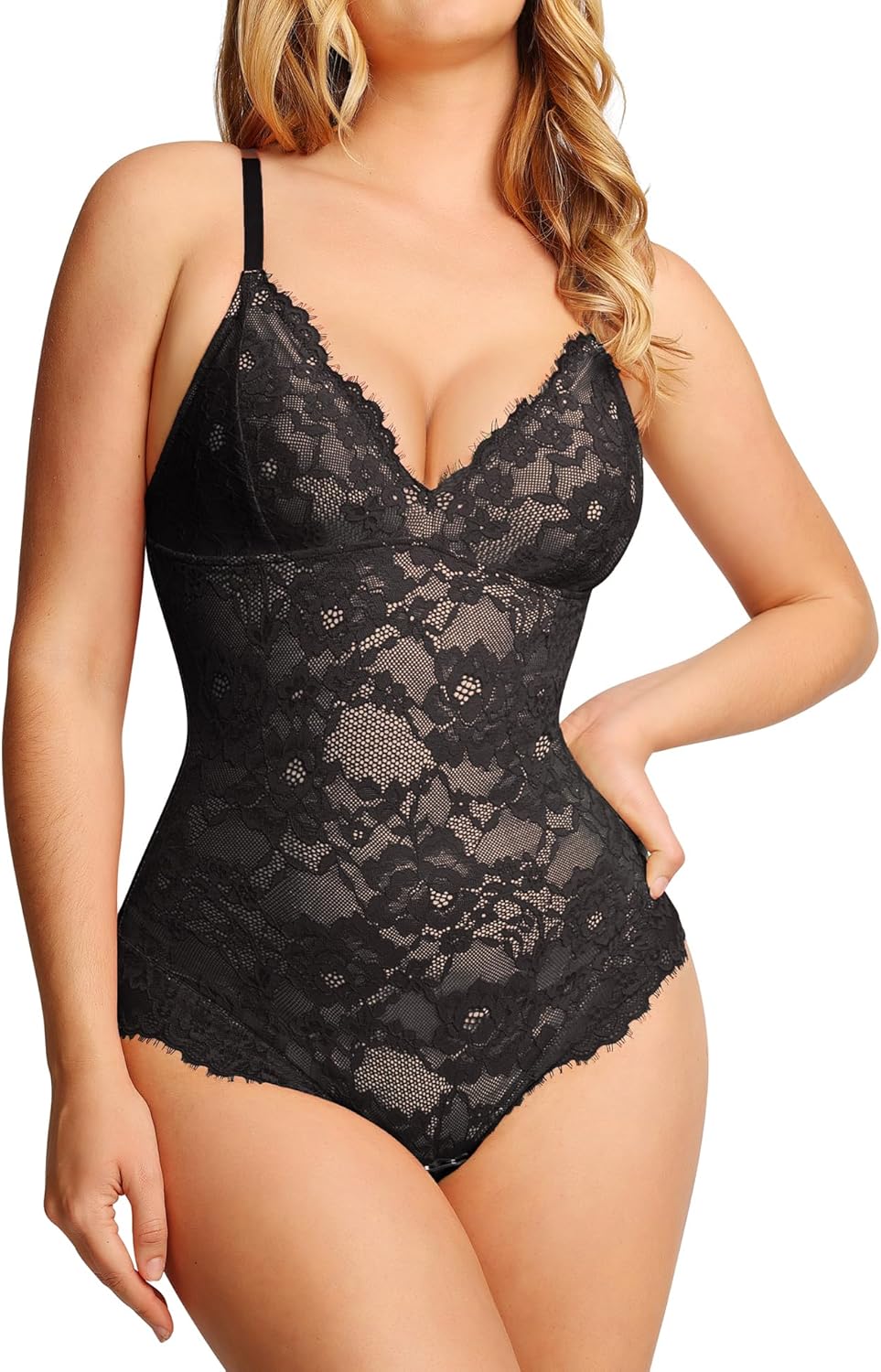 Popilush Shapewear Bodysuit V Neck Tummy Control B...