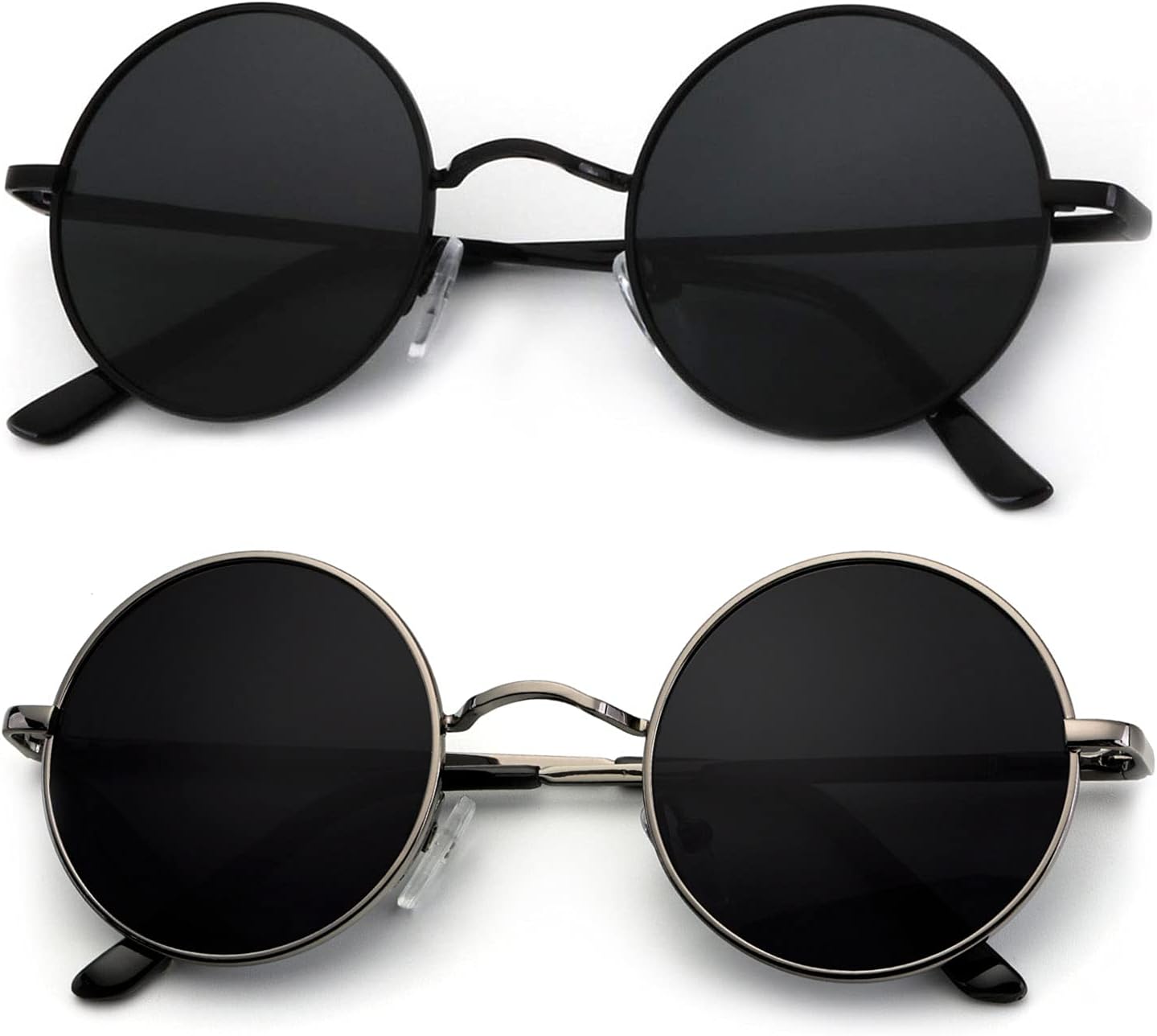 KALIYADI Round Polarized Sunglasses for Men Women Retro Metal Hippie Circle Styl...