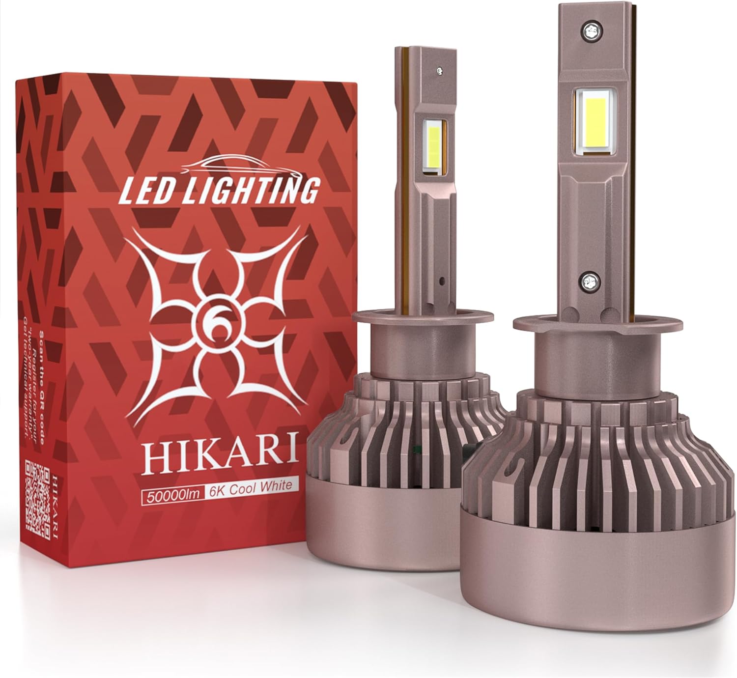 Hikari 2025 Future 50000LM H1 LED Fog Light, 65W Titanova LED, 6000K Cool White,...