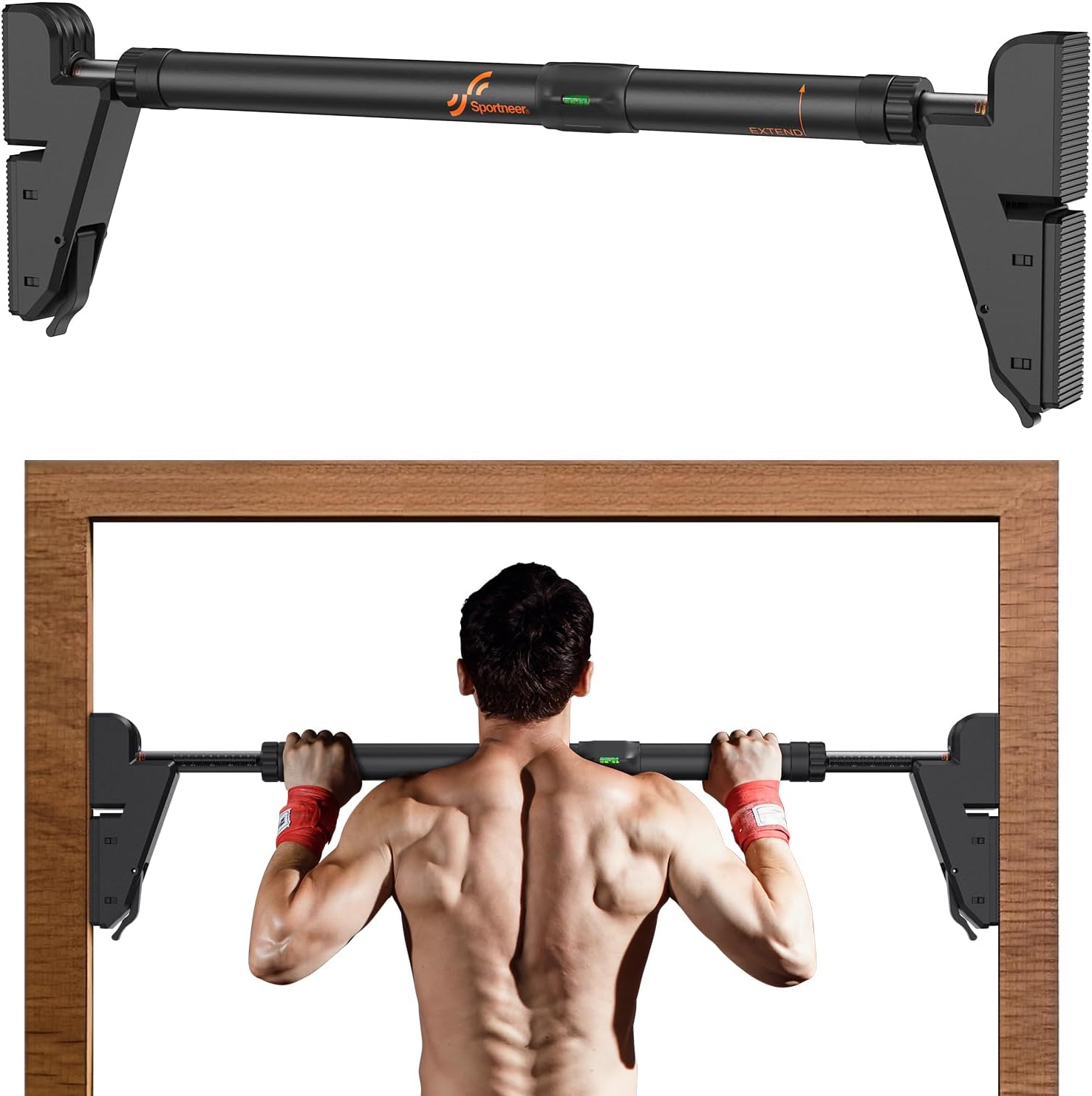 Sportneer Pull Up Bar: Adjustable Width Locking Mechanism Chin up Bar without Sc...