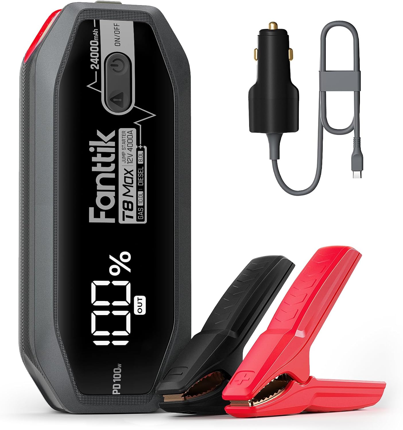 FANTTIK T8 MAX Upgrade 4000 Amp Jump Starter, 24000mAh Car Battery Pack for Up t...