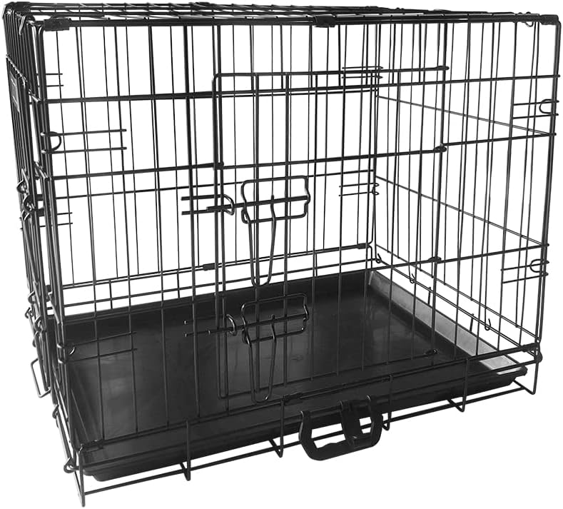 Signzworld Puppy Dog Crate 2 Doors 24 inch with Removal Tray Folding Metal Pet T...
