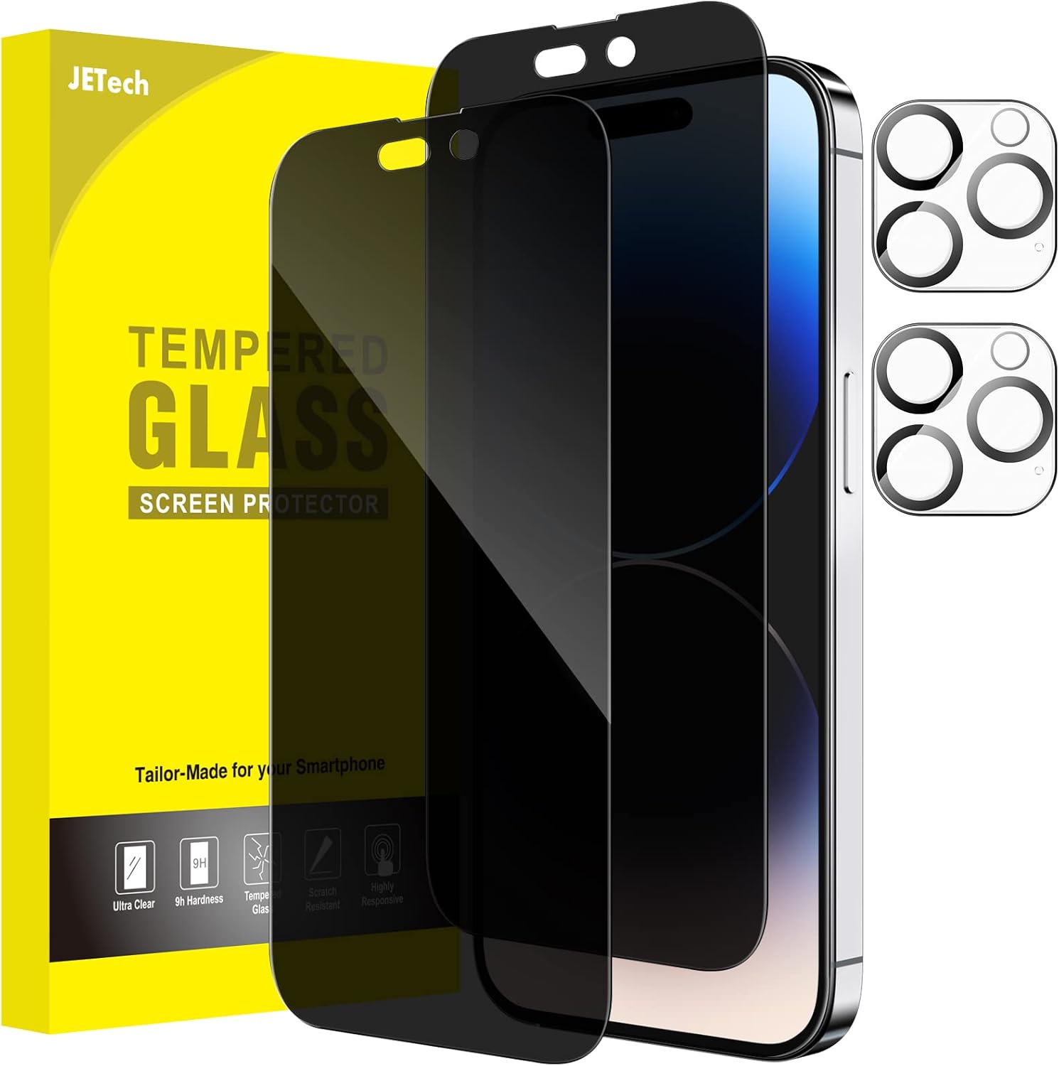 JETech Privacy Full Coverage Screen Protector for iPhone 14 Pro Max 6.7-Inch, wi...