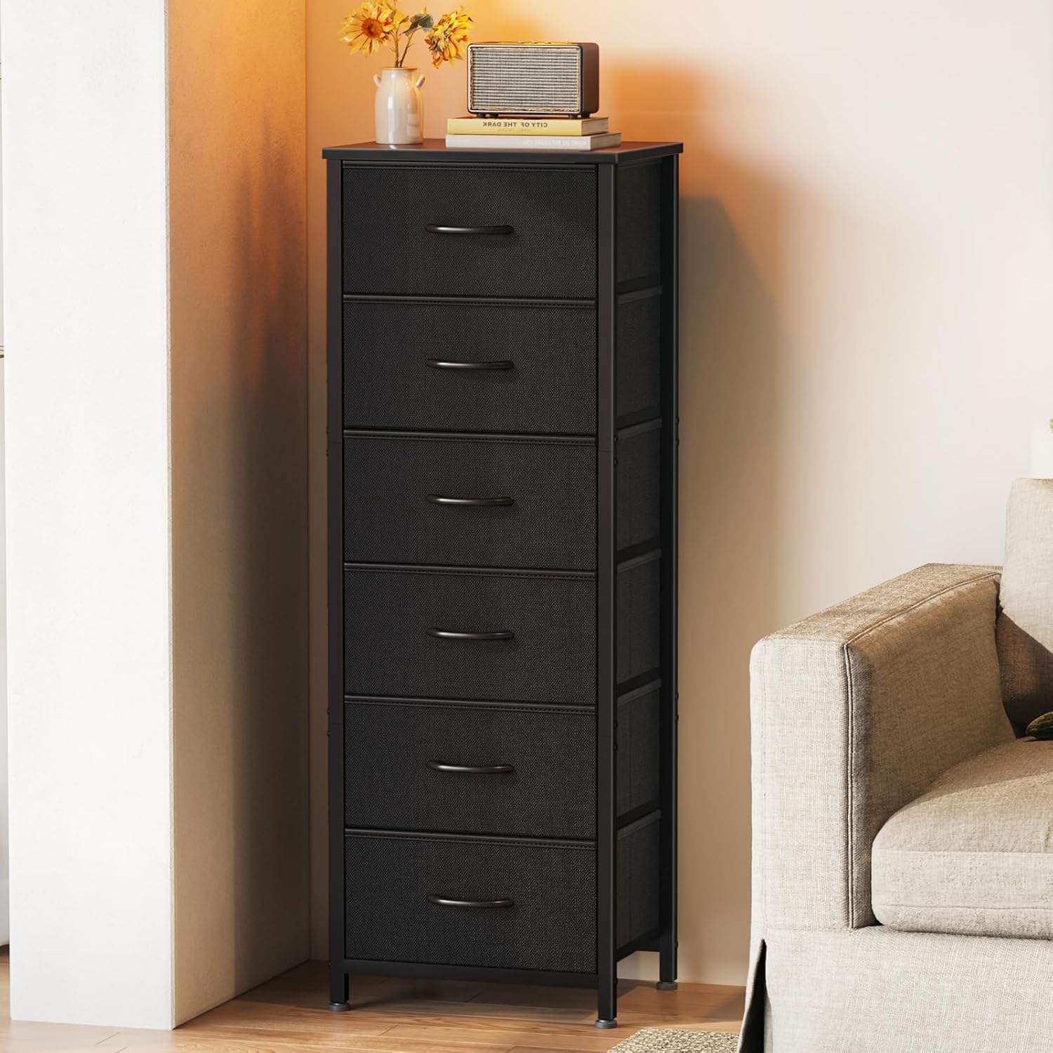 AODK Tall Dresser for Bedroom, Storage Dresser Organizer with 6 Fabric Drawers,...
