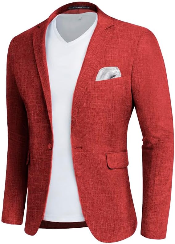 MAGE MALE Men's Slim Fit Blazer Jackets Suit One Button Lightweight Sport Coats...