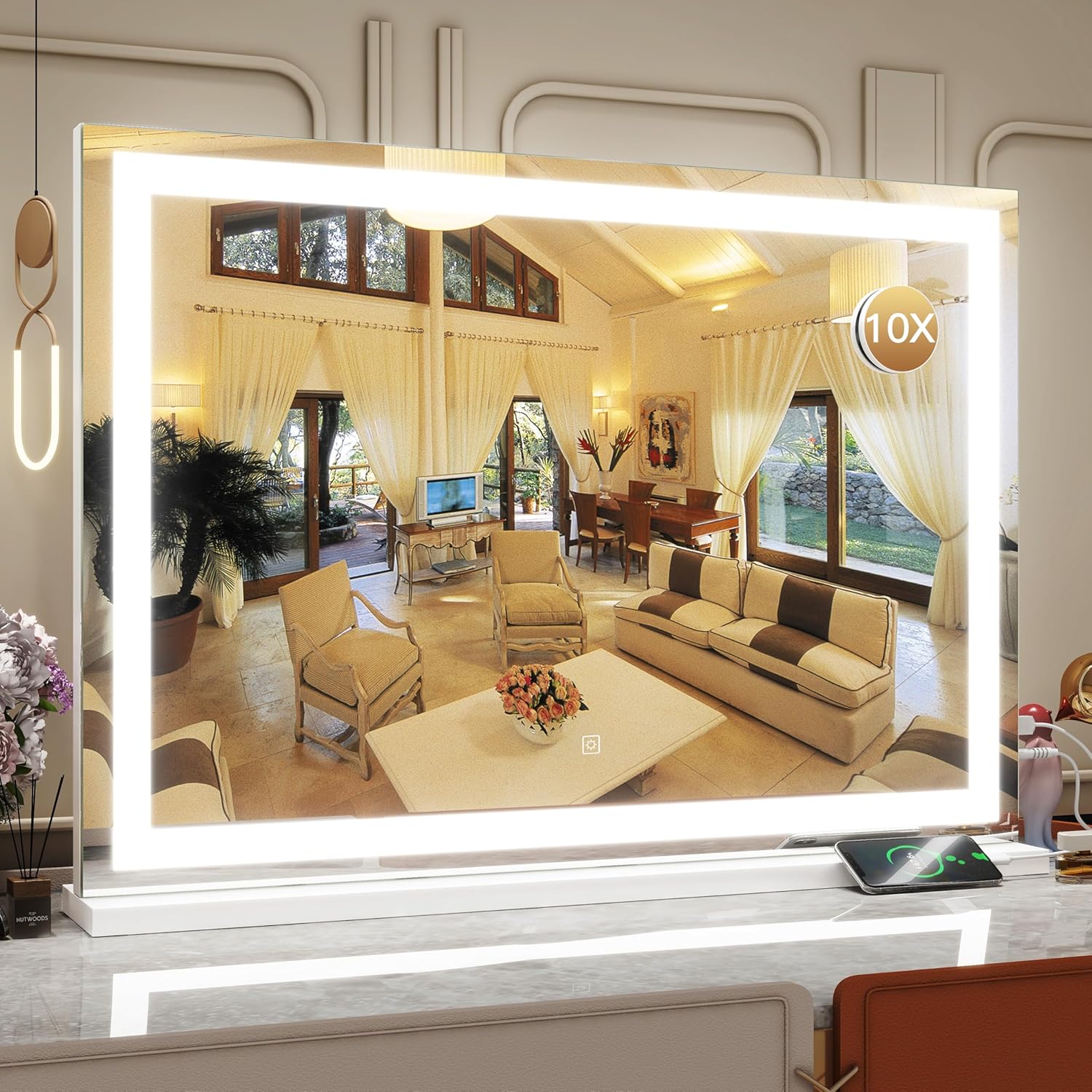 Vanity Mirror with Lights, 32" x 22" Large Lighted Vanity Mirror with Dimmable 3...
