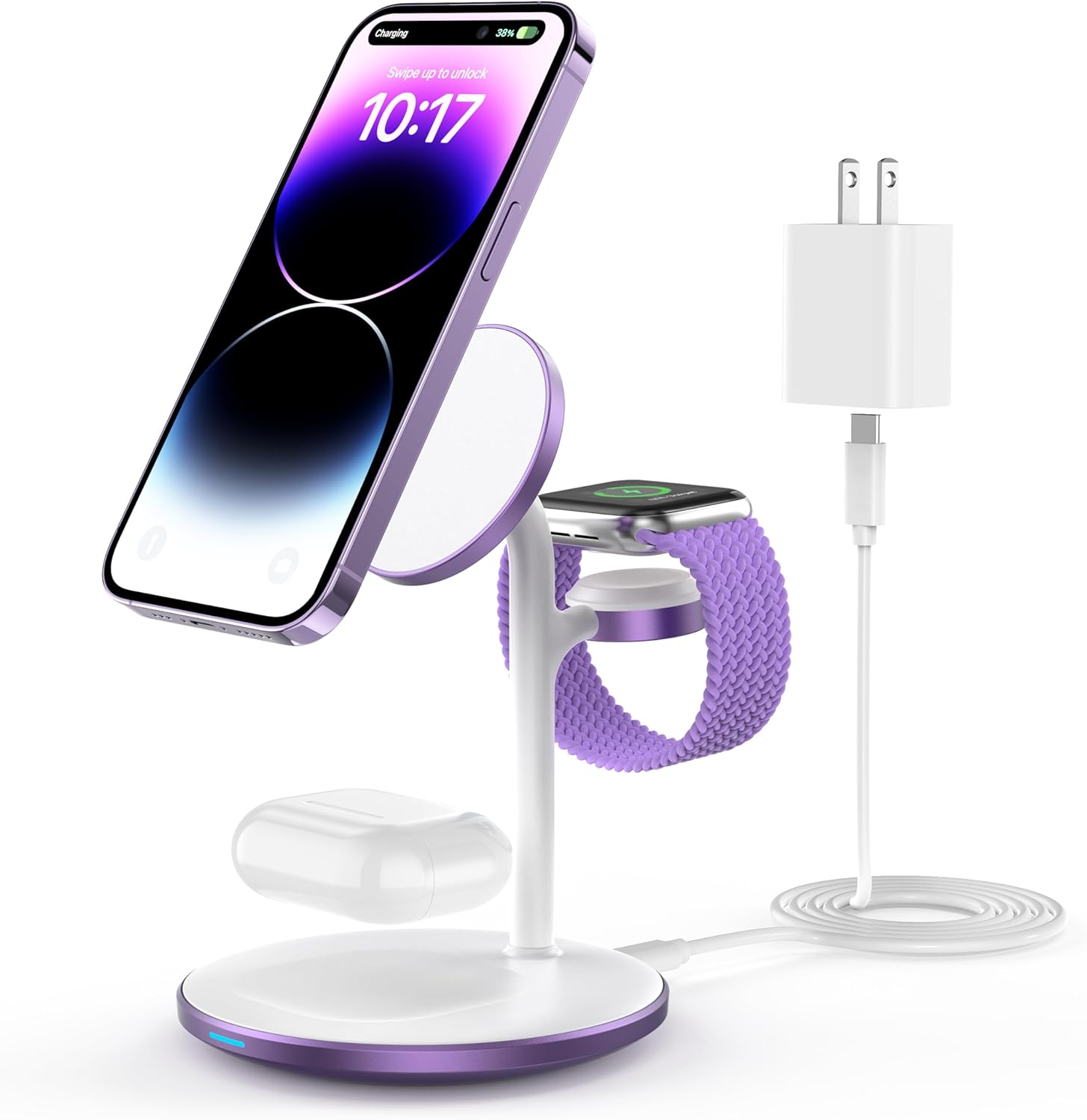 3 in 1 Wireless Charging Station for Apple Devices, 15W Fast Wireless Mag-Safe C...