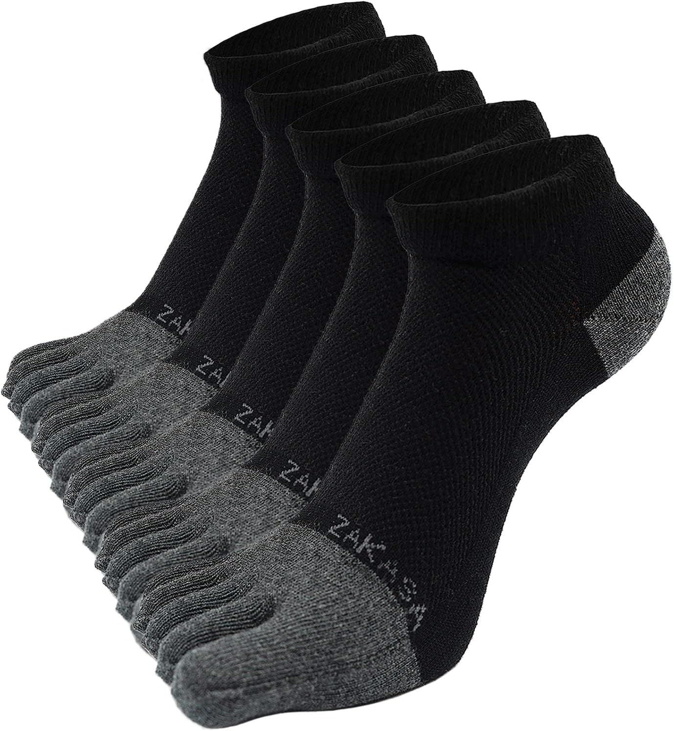 ZAKASA Mens Ankle Toe Socks Athletic Running Five Finger Socks Cotton Low Cut No...
