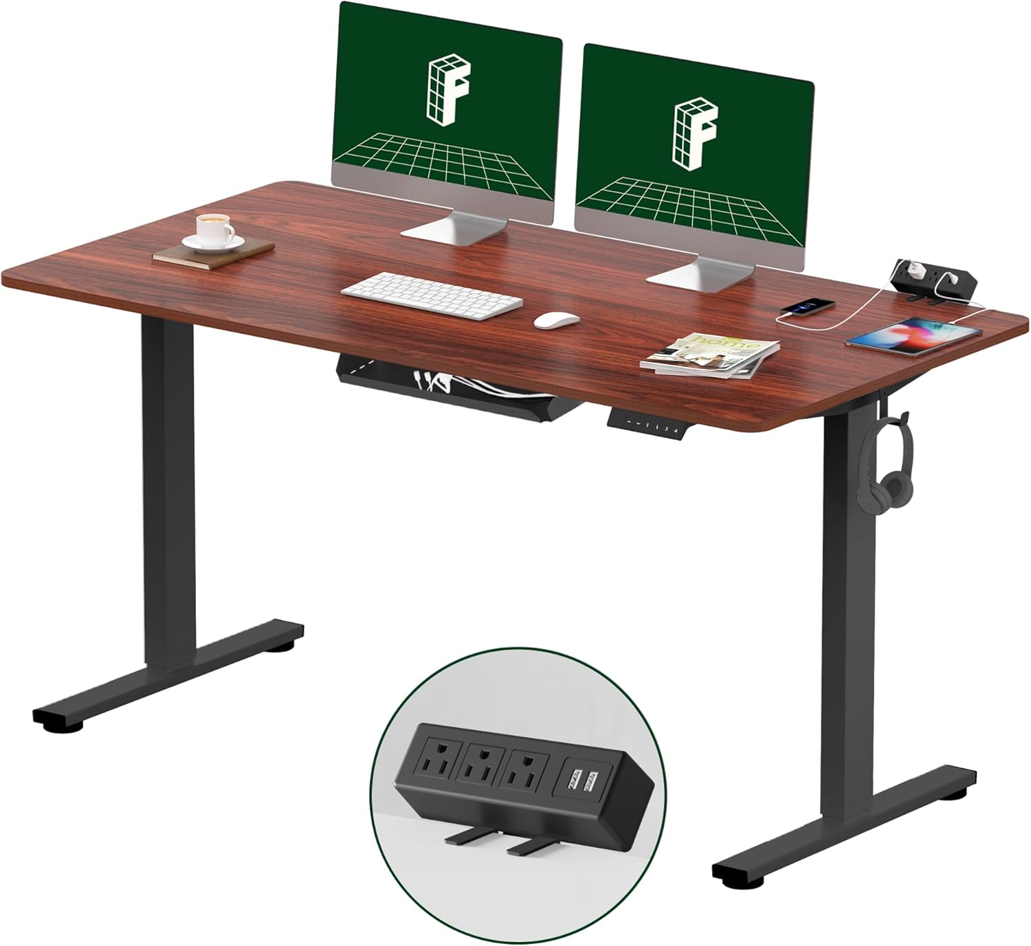 FLEXISPOT EN2 Whole-Piece Standing Desk with Clamp Power Strip, 55 x 28 Electric...