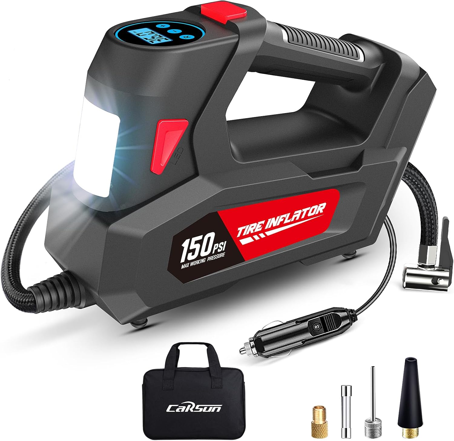 Air Compressor Tire Inflator Portable Air Pump DC 12V Auto Tire Pump with Digita...