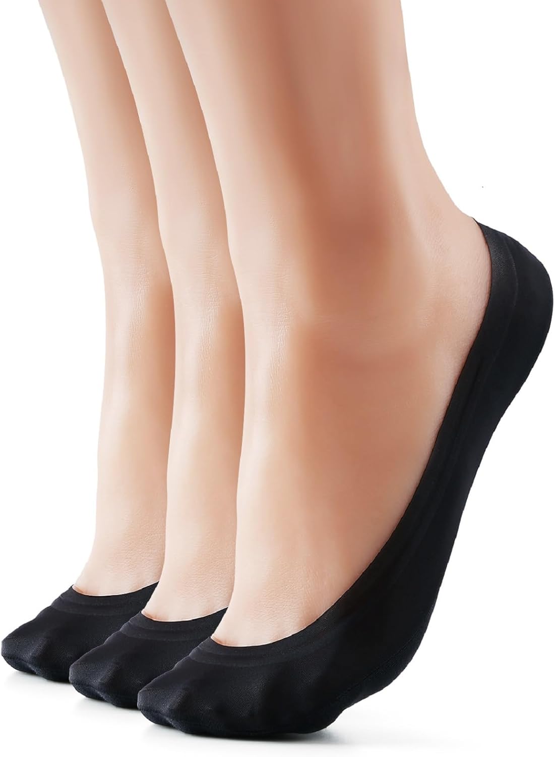 3-9 Pairs No Show Socks Women Nylon Ultra Low Cut Non-Slip Thin Liner Socks Invi...