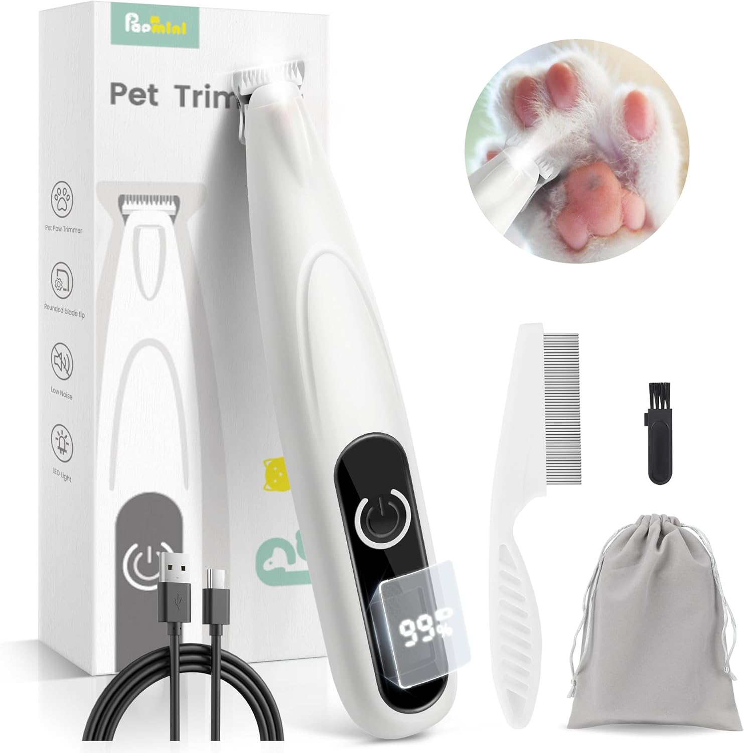 Dog Grooming Kit with LED Display,35dB Ultra-Low Noise Dog Clippers for Grooming...
