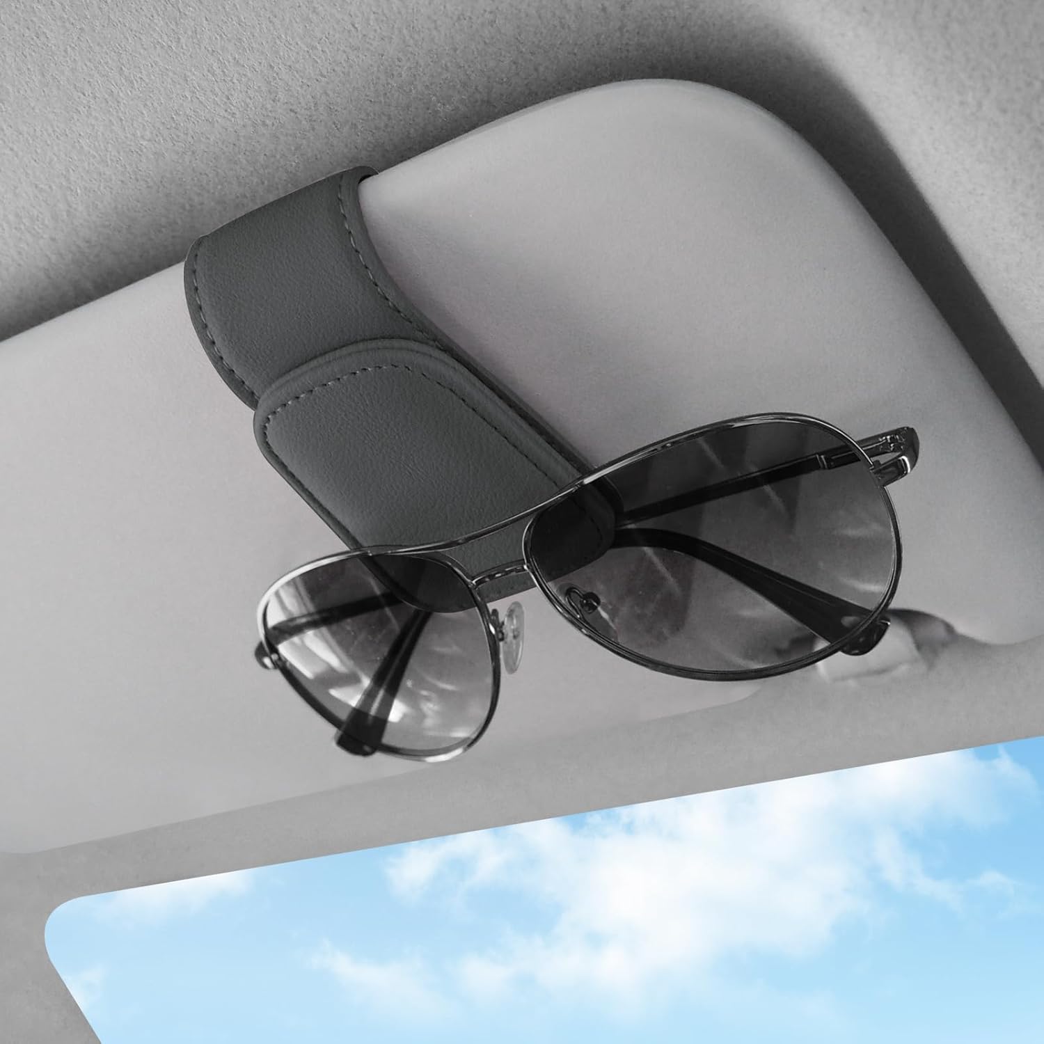 Sunglasses Holders for Car Visor,Car Magnetic Glasses Holder Leather Sunglasses...