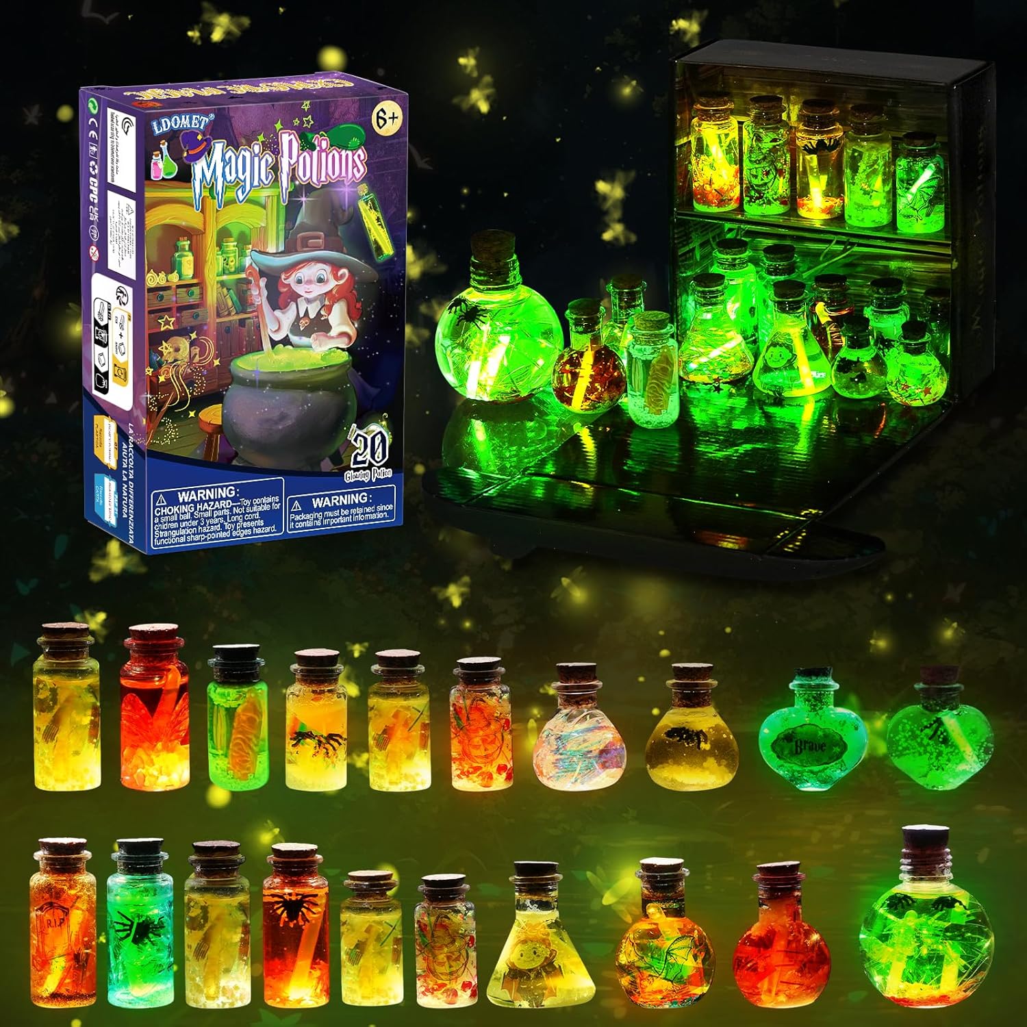 LDomet Magic Potions Craft Kit for Kids - Mix 20 Glow Witch Potion Bottles, Fair...
