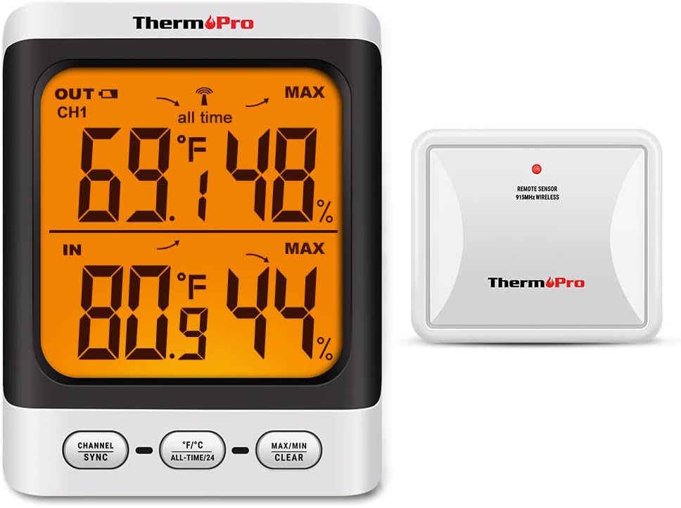 ThermoPro Indoor Outdoor Thermometer Wireless, 500...