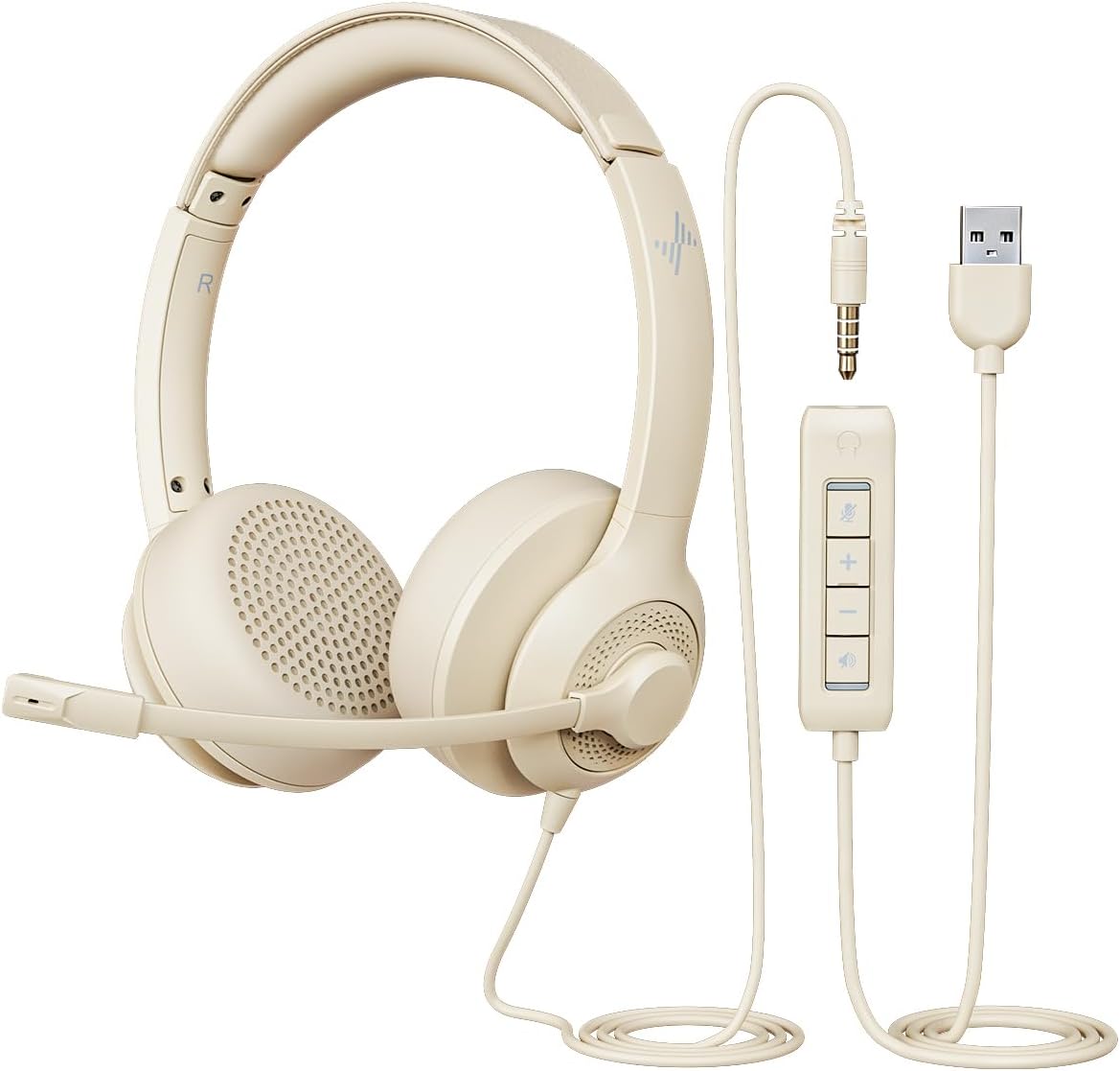 USB Headset with Mic for PC, On-Ear Computer Laptop Headphones with Noise Cancel...