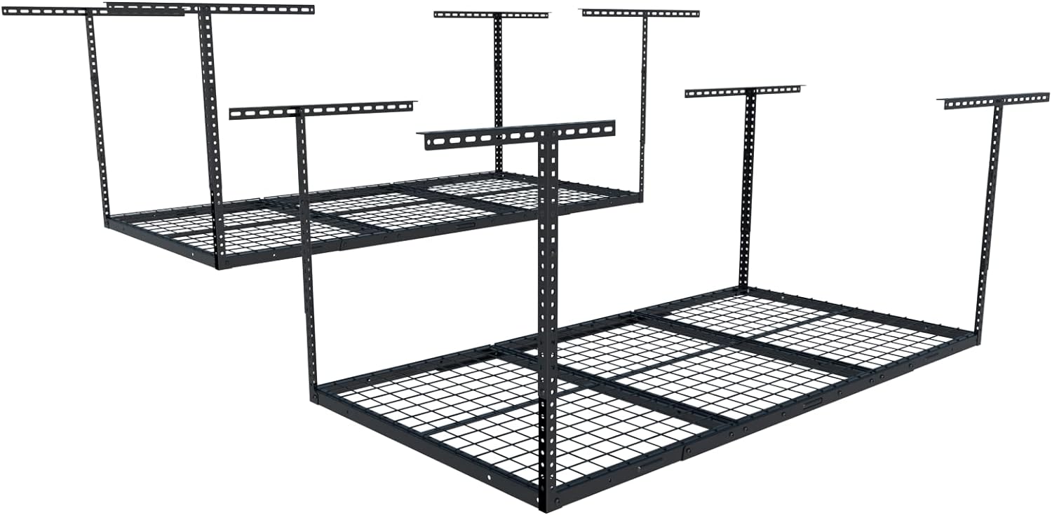 FLEXIMOUNTS 2 Pack 3x6 Overhead Garage Storage Adjustable Ceiling Rack 72" Lengt...