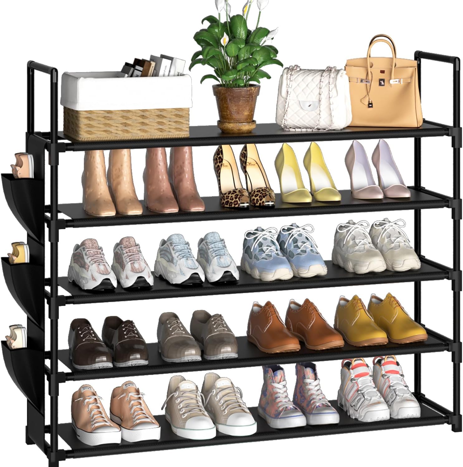 Shoe Rack 5 Tier Shoe Organizer Shoe Storage 20-25 Pairs Shoe Rack for Closet Sh...