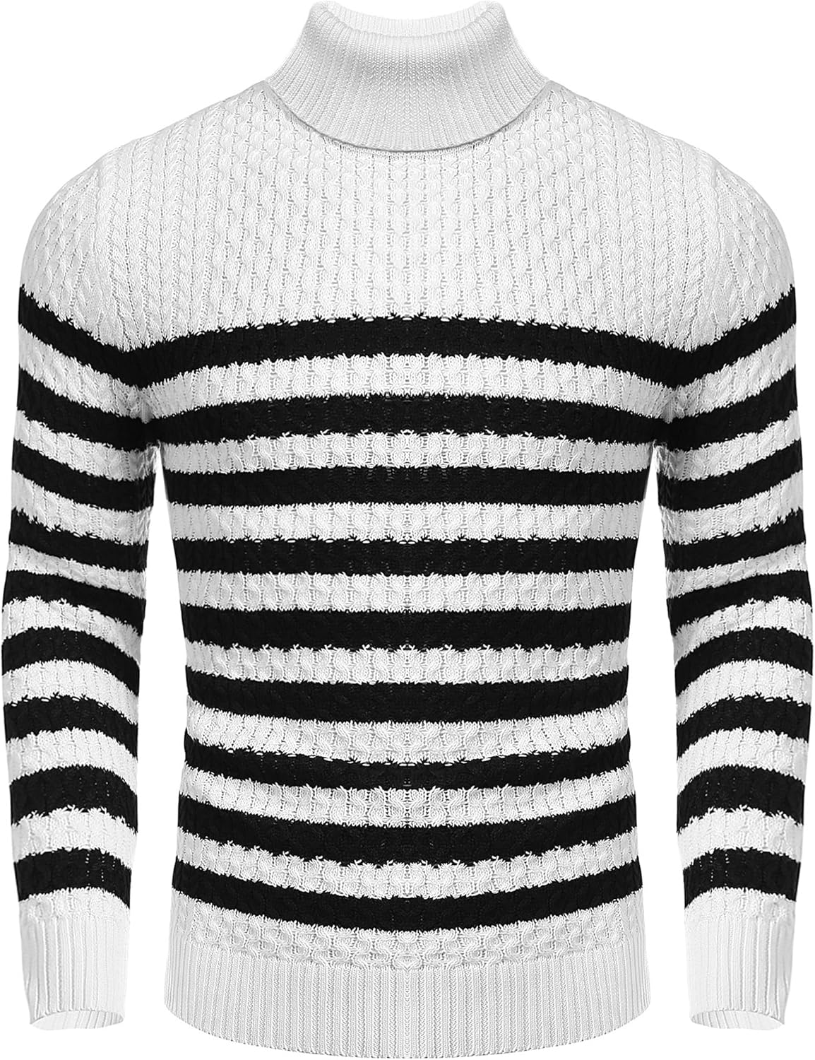 COOFANDY Men's Slim Fit Turtleneck Sweater Casual Knitted Twisted Pullover Solid...