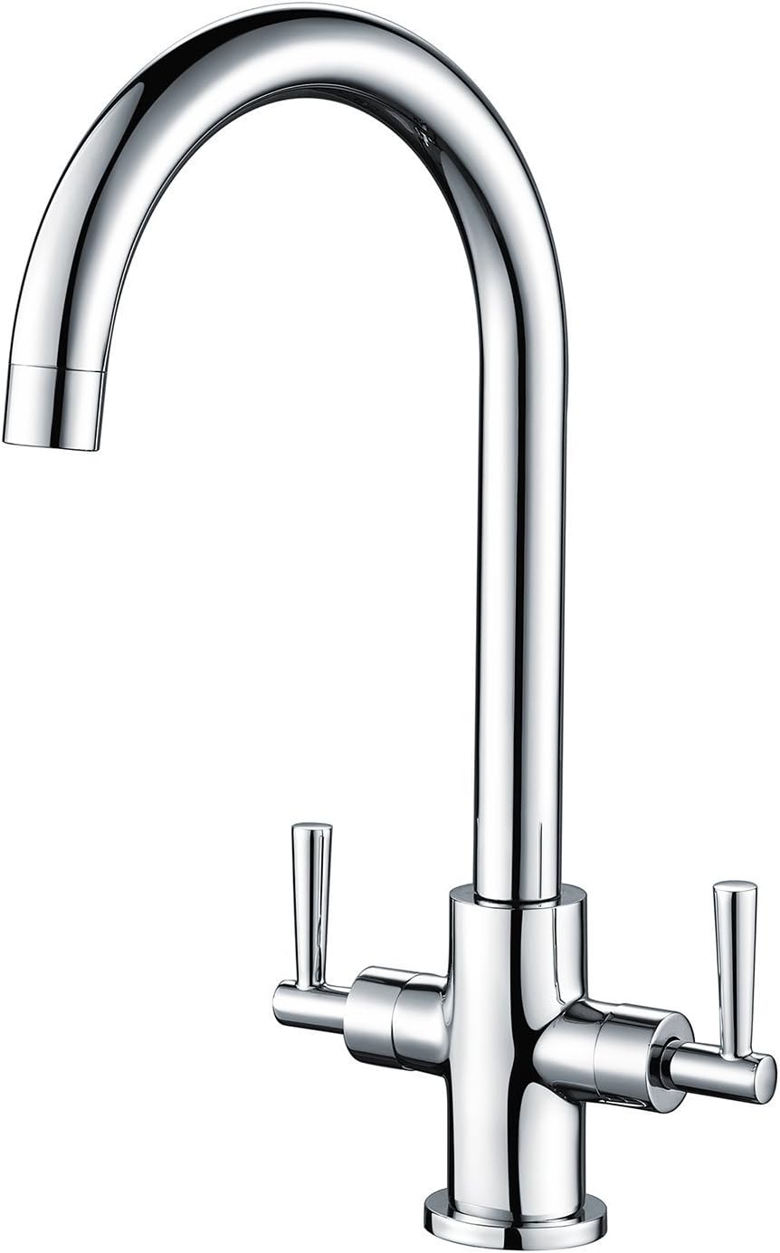 Hapilife Kitchen Sink Mixer Taps Monobloc Dual Lever Chrome Brass Swivel Spout M...