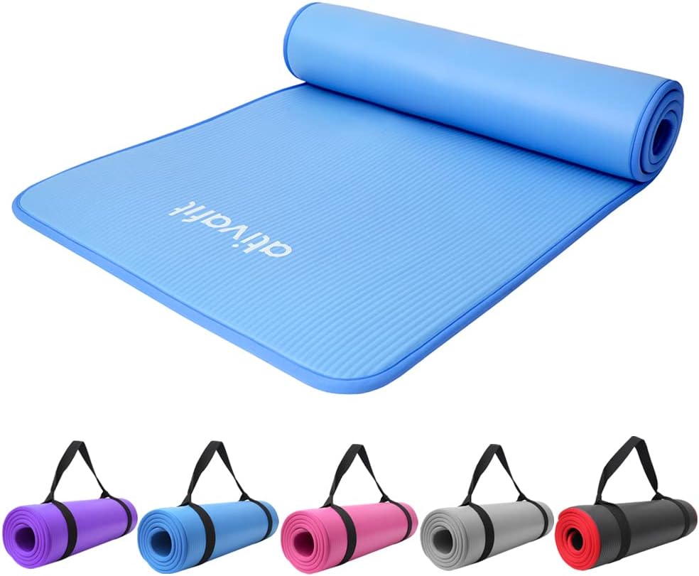 ATIVAFIT NBR Yoga Mat,10MM Extra Thick Exercise Mat -183cm x 61cm,Non Slip Mat w...