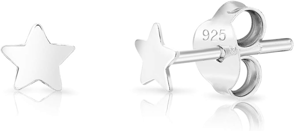 DTPSilver - 925 Sterling Silver Star Earrings - Butterfly Earring Backs - Small...