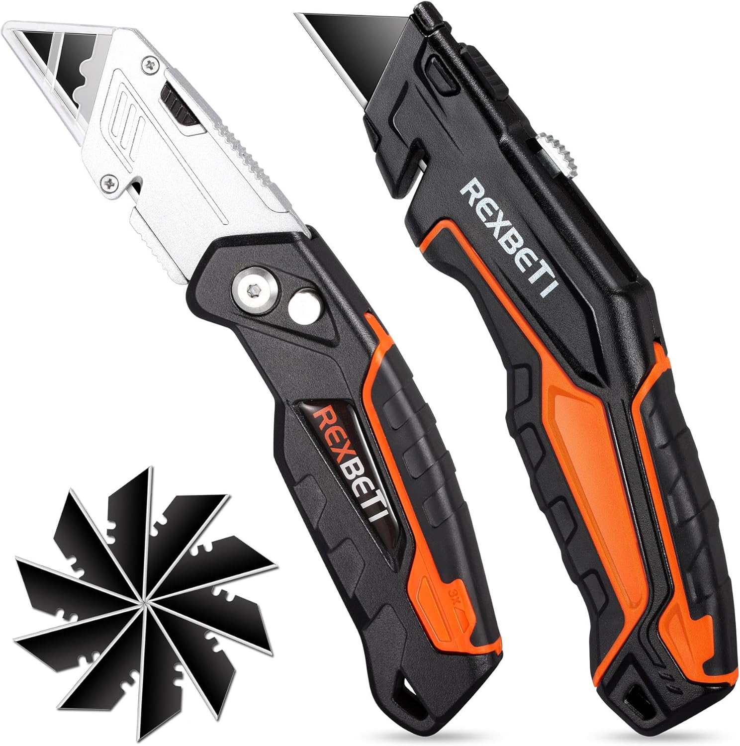 REXBETI 2-Pack Utility Knife, SK5 Heavy Duty Retractable Box Cutter for Cartons,...