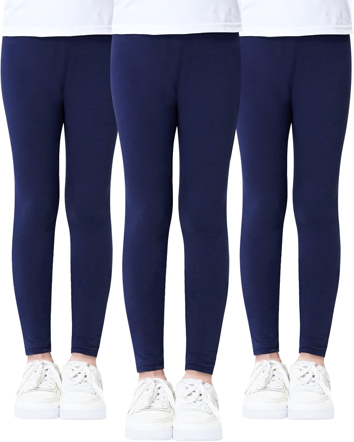 Domee Girls Leggings Cotton Full Length Plain Toddler Trousers Pack of 3 9-10 Ye...
