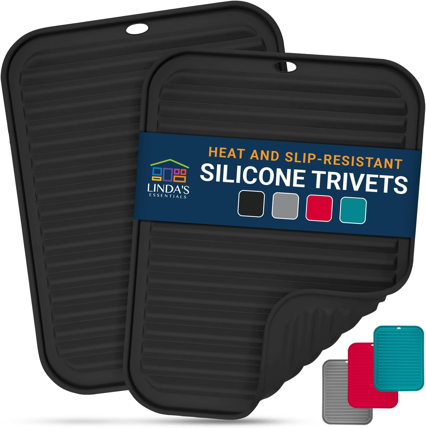 Silicone Trivets for Hot Pans and Pots (2 Pack) - Multipurpose Silicone Heat Res...