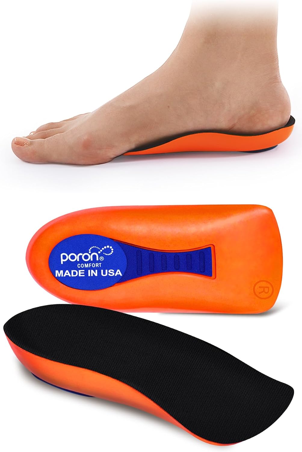 Plantar Fasciitis Inoles Heel Cup[Poron -Made in USA] Women Men Heel Insoles for...