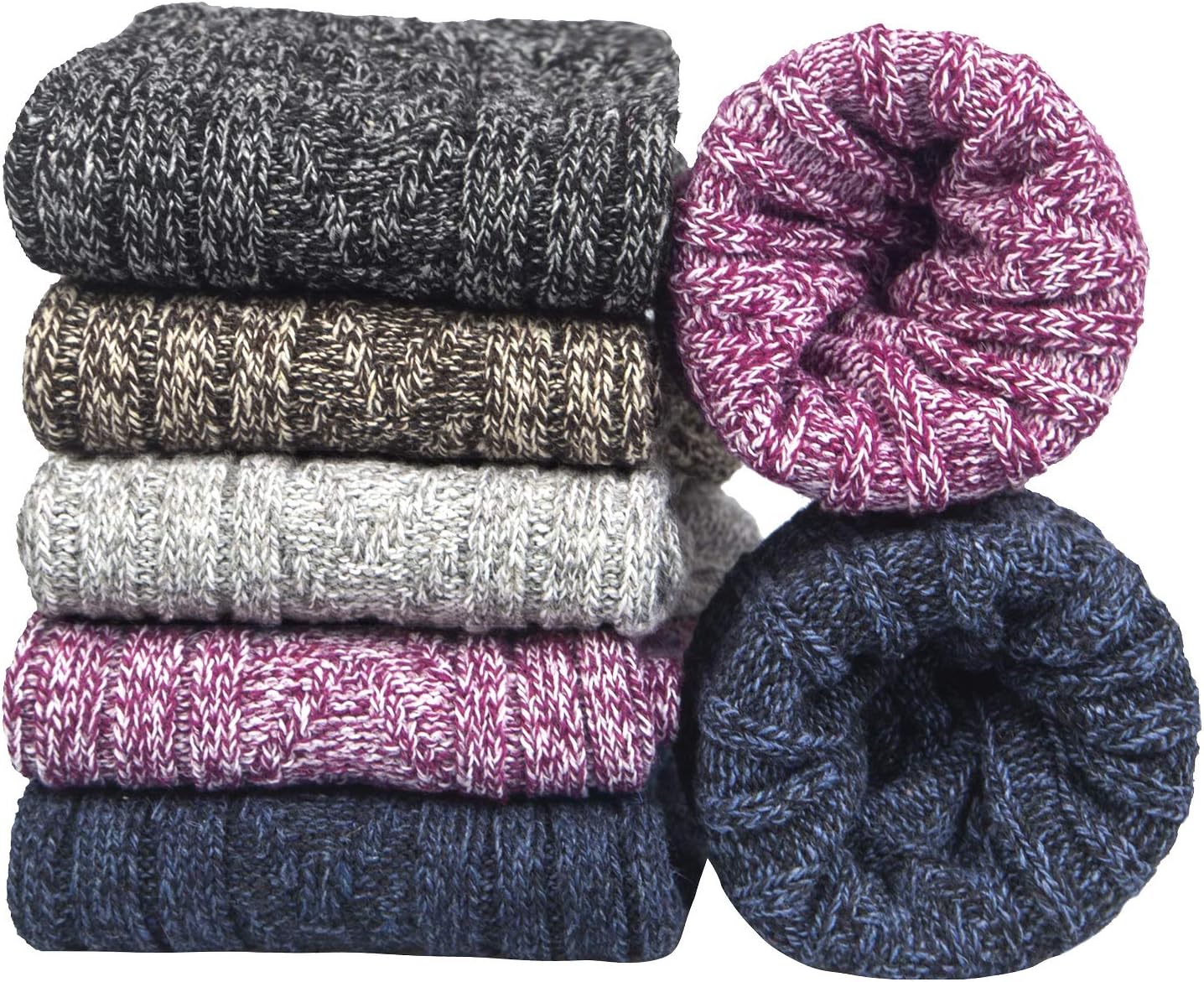 5pairs Women Merino Wool Socks Winter Thermal Soft Business Chunky Knitting Sock...